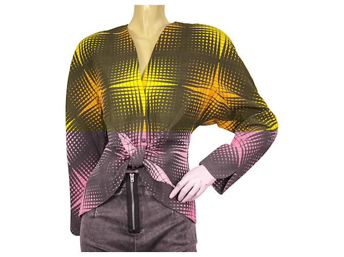 Taglia giacca vintage Thierry Mugler giallo marrone con spalle imbottite in vita 40 Multicolore