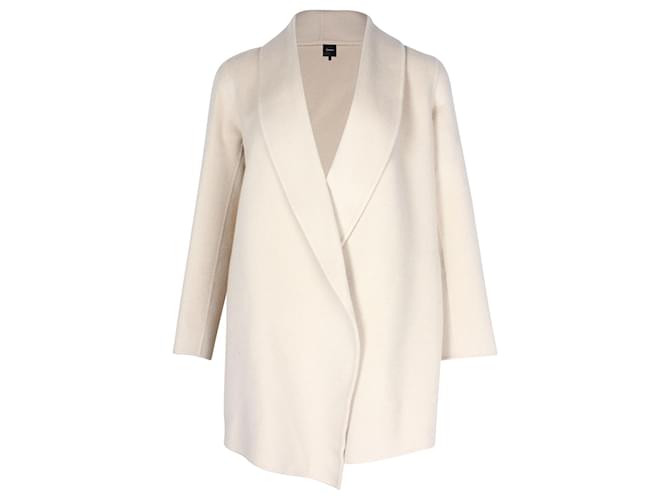 Theory Cappotto Corto Collo Scialle in Cachemire Beige