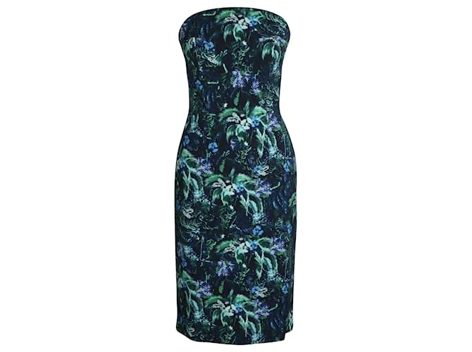 Erdem Abito midi senza spalline con stampa ad albero in viscosa multicolor Stampa python