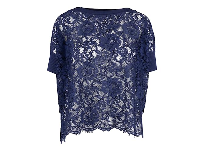 Top in pizzo Valentino Blu Blu navy