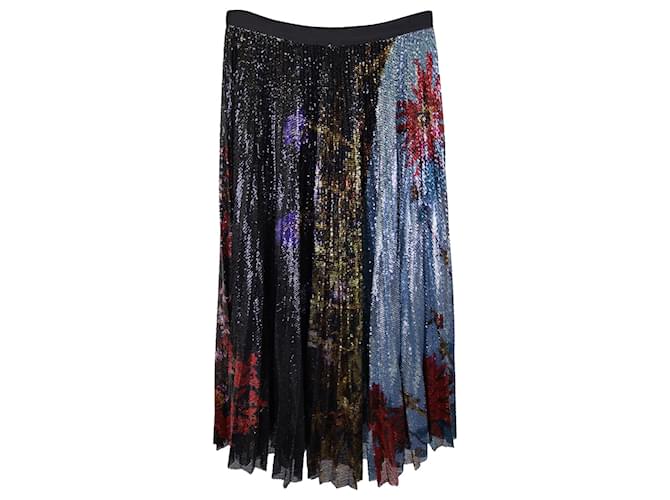 Dries Van Noten Gonna midi plissettata con paillettes Sax Dries Van Notes in poliestere multicolor Multicolore