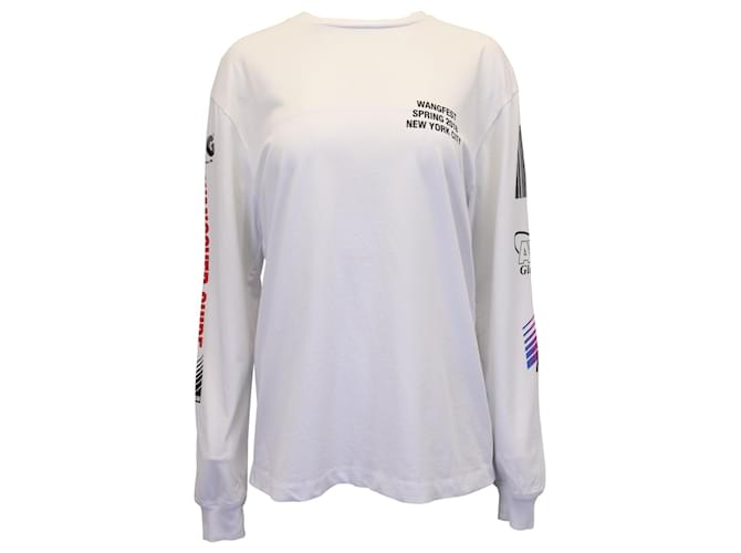 Primavera di Alexander Wang Wangfest 2018 T-shirt a maniche lunghe in cotone bianco