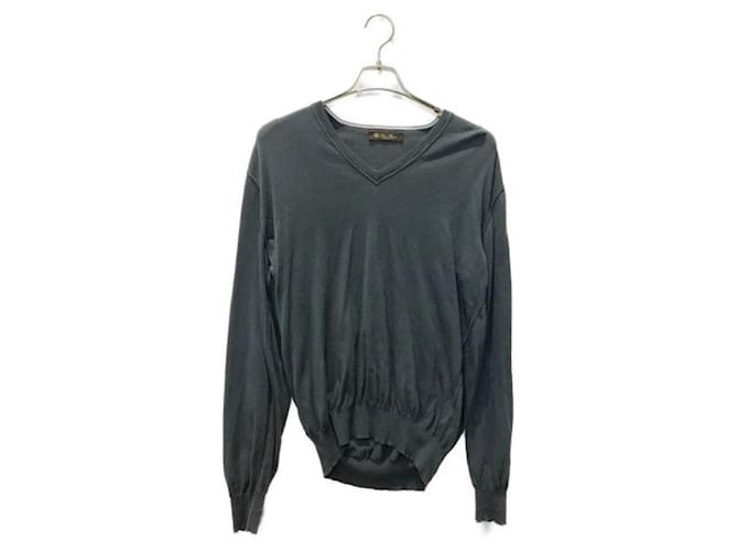 ***LORO PIANA Maglia in cotone con scollo a V Grigio