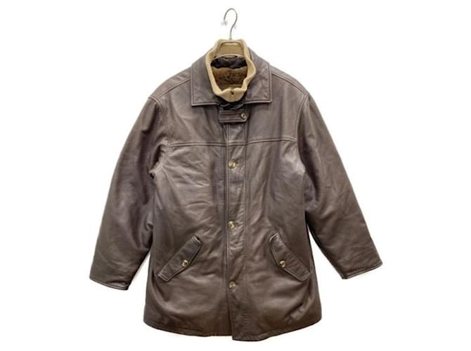 *** LORO PIANA Giubbotto in pelle foderato in pelliccia Nutria Marrone