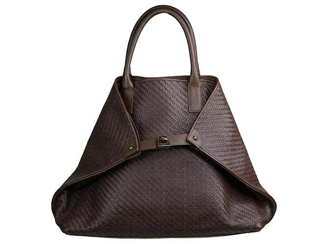 Akris Borsa messenger in pelle marrone Ai