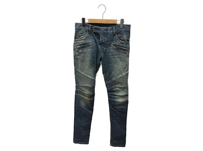 ****Pantaloni in denim da motociclista BALMAIN Blu