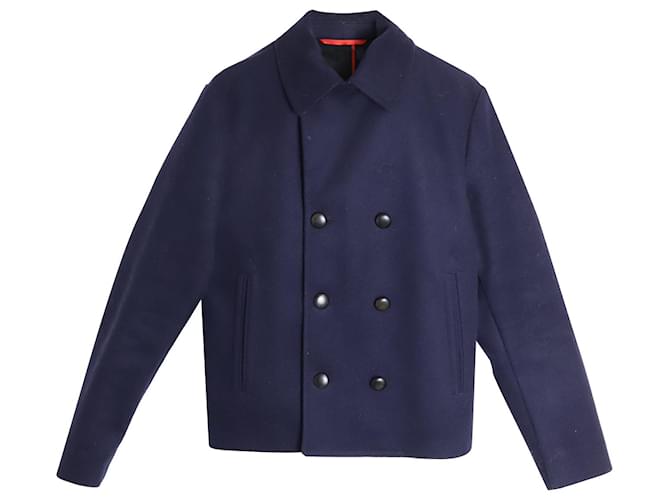 Caban corto di Alexander McQueen in lana vergine blu navy