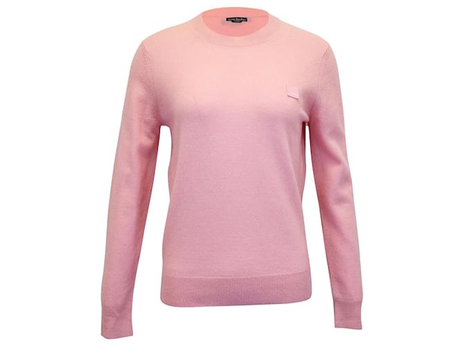 Maglione Kalon Face Patch di Acne Studios in lana rosa