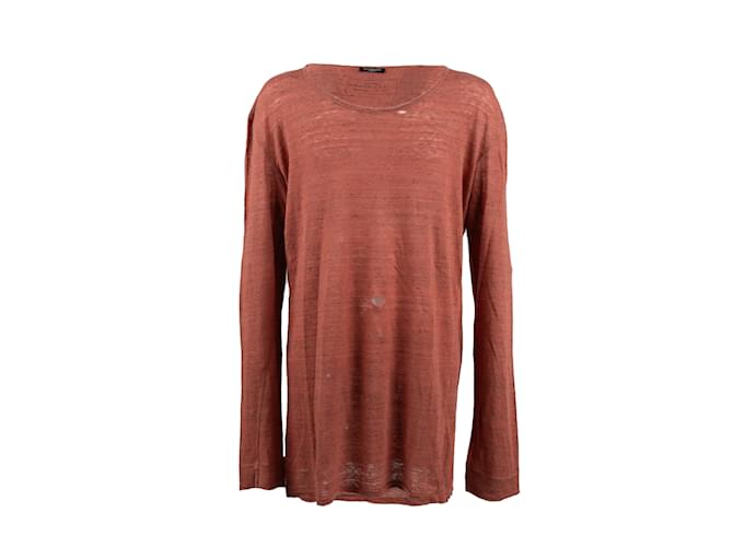 T-shirt a maniche lunghe effetto consumato Balmain Arancione
