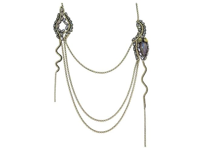 COLLANA VINTAGE JEAN PAUL GAULTIER COLLANA MULTIFILI DI STRASS 70 74 COLLANA CM Bronzo