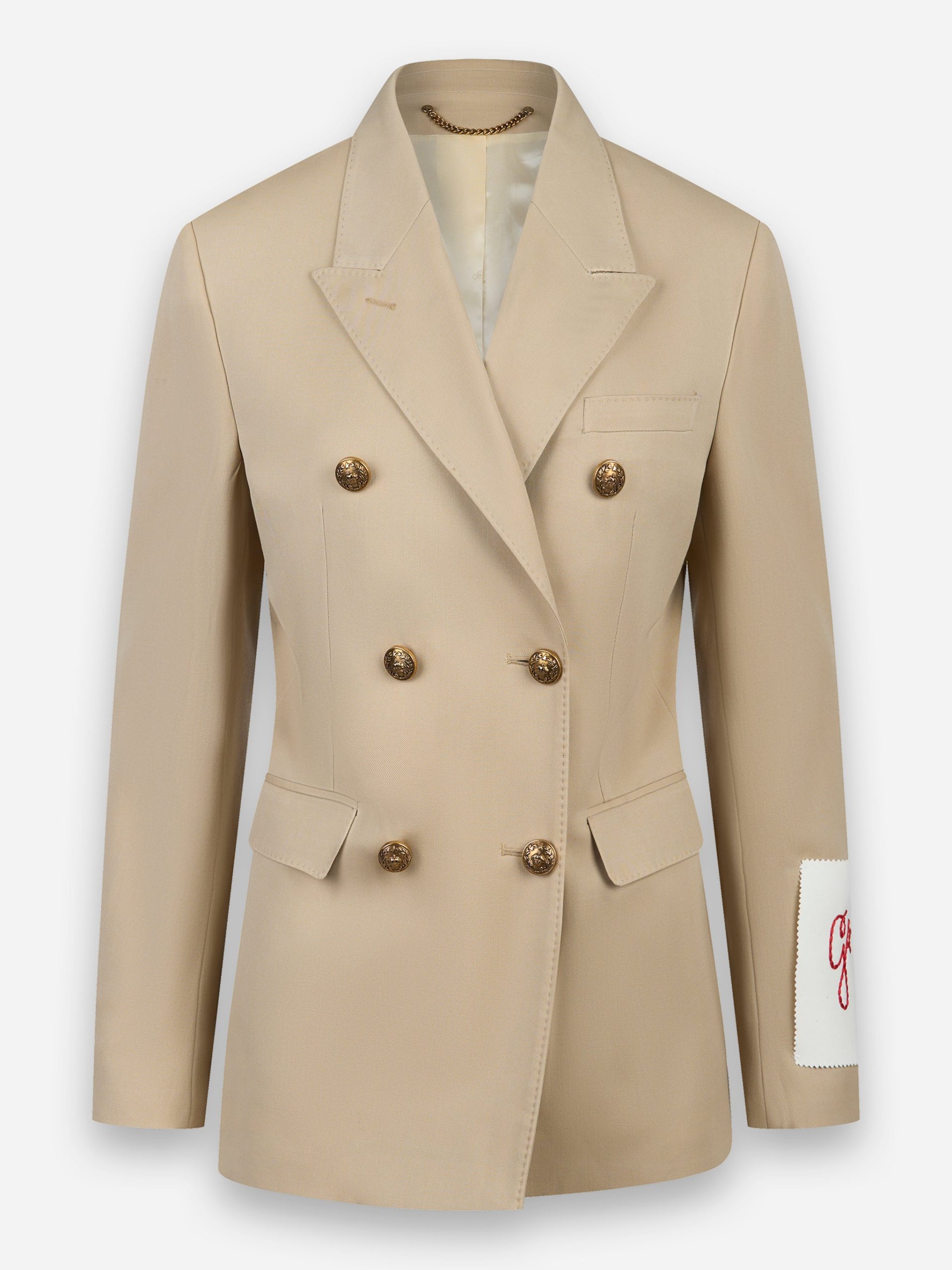 Blazer doppiopetto in gabardina leggera di lana Beige