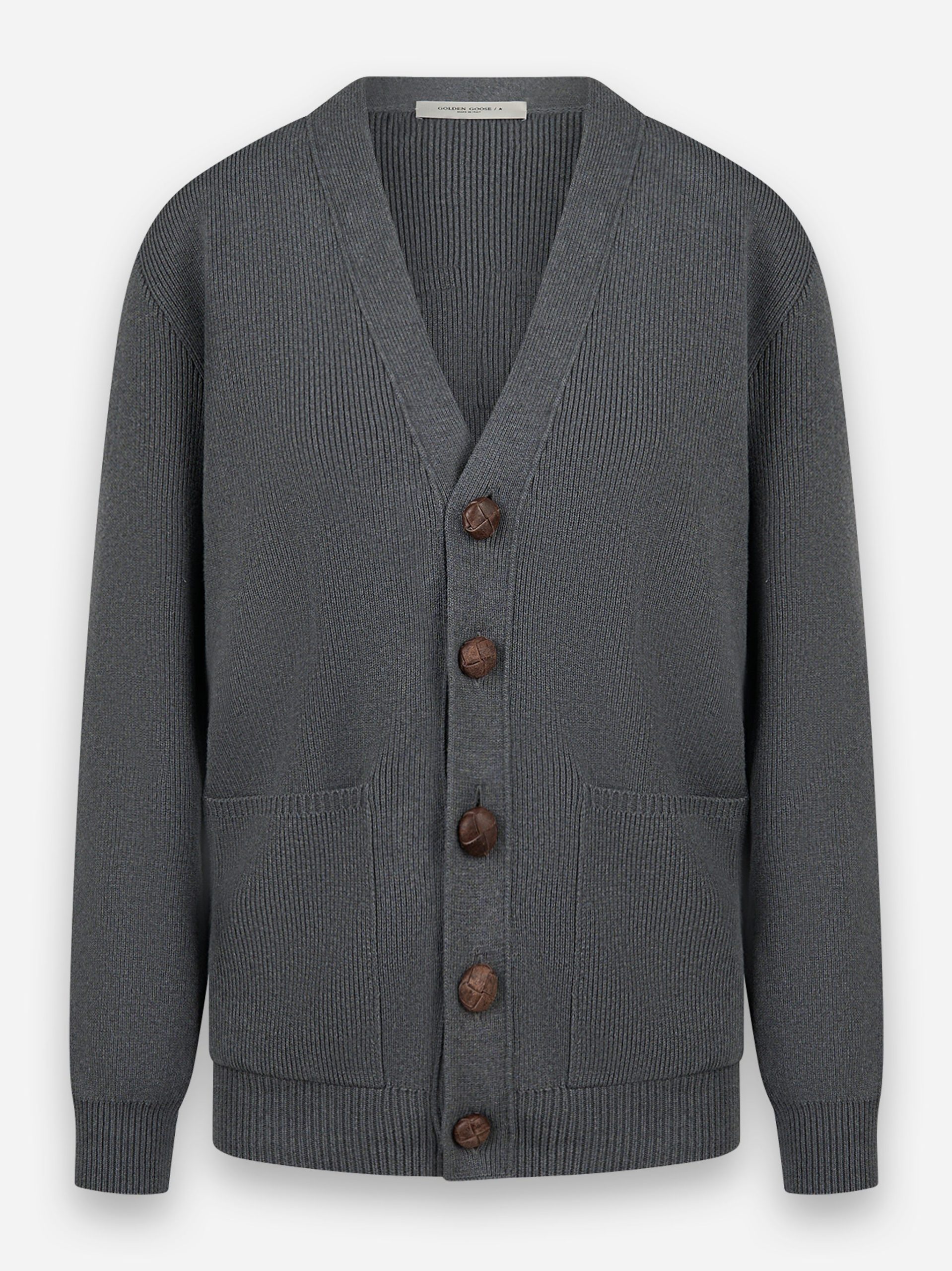 Cardigan in maglia di cotone con logo Grigio