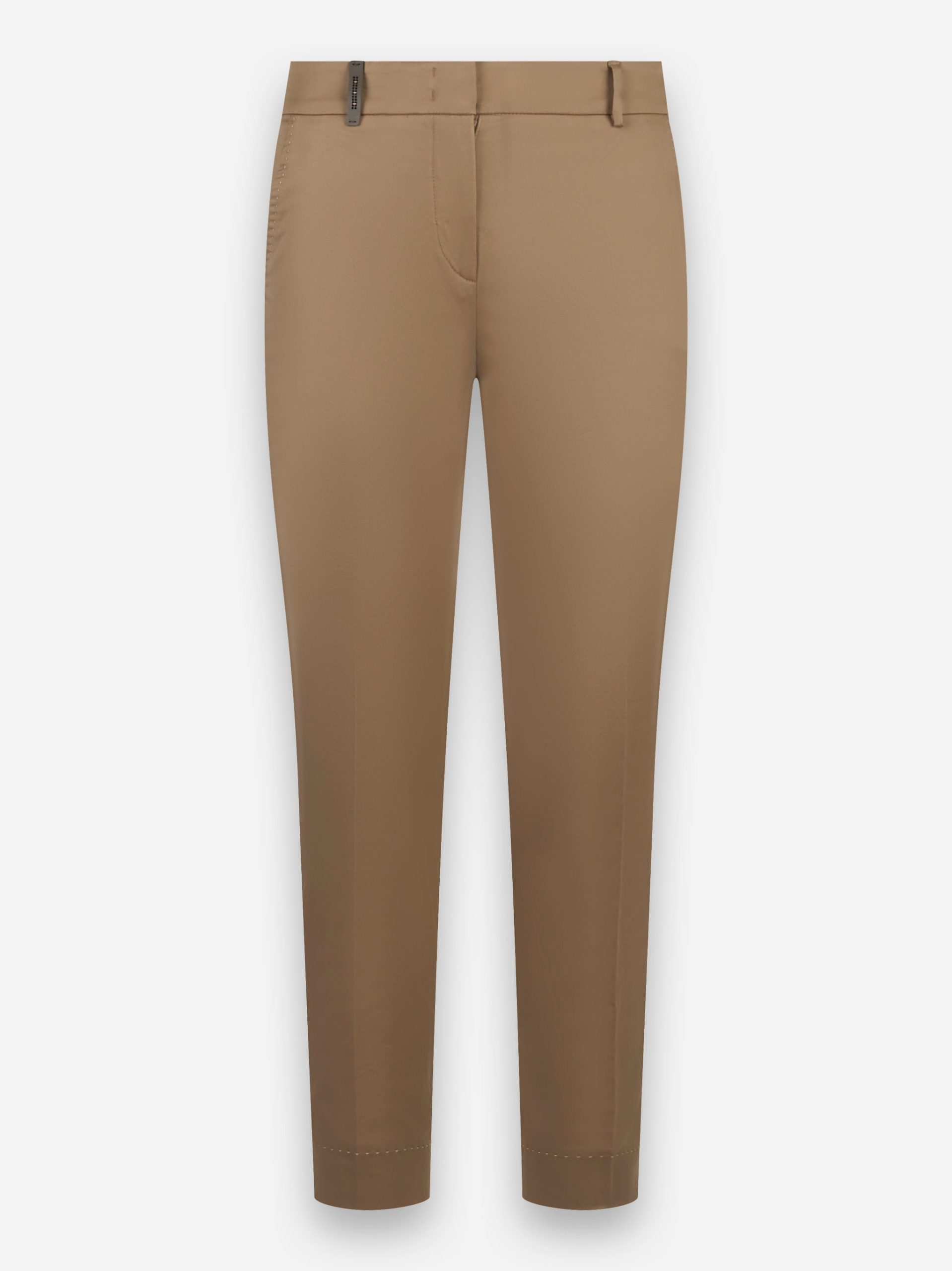 Pantalone in raso leggero di cotone stretch Marrone