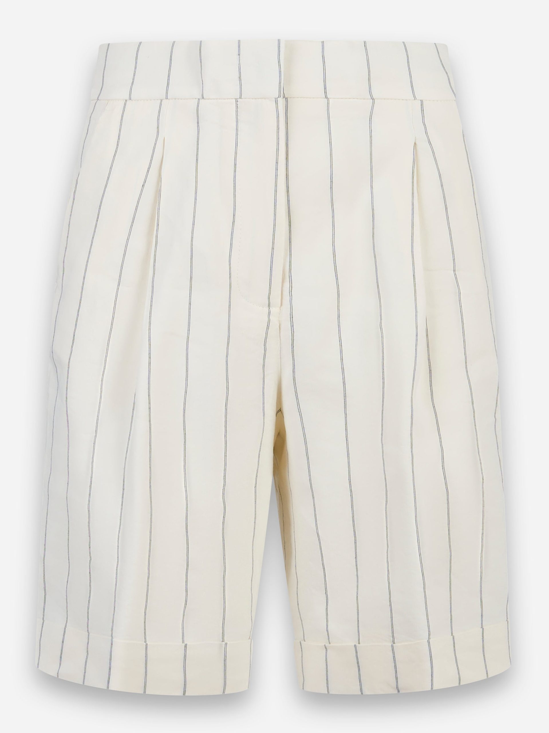 Shorts in tela di viscosa e lino gessata Bianco