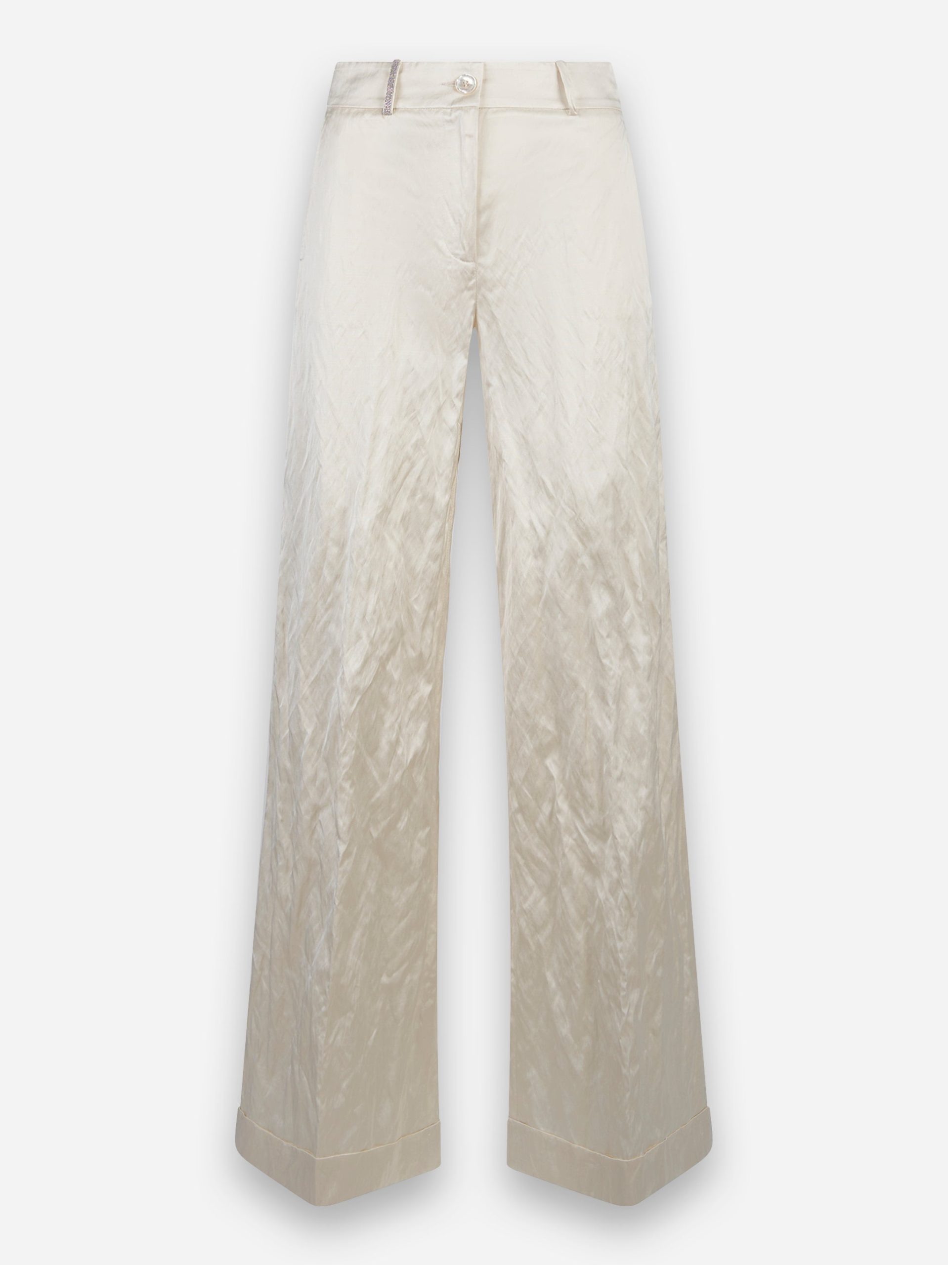Pantalone palazzo in raso stropicciato Bianco
