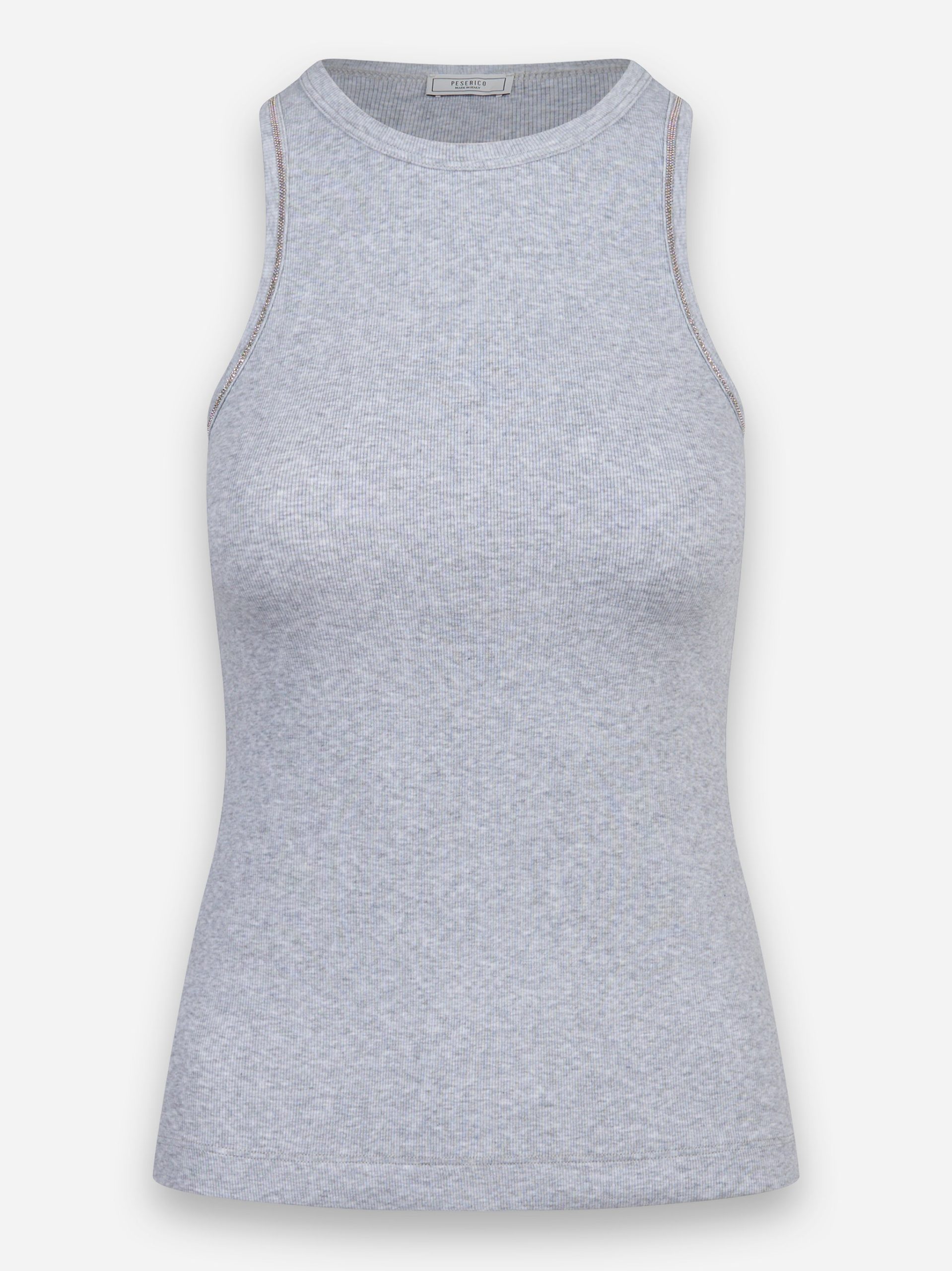 Top in microcostina di jersey stretch Grigio