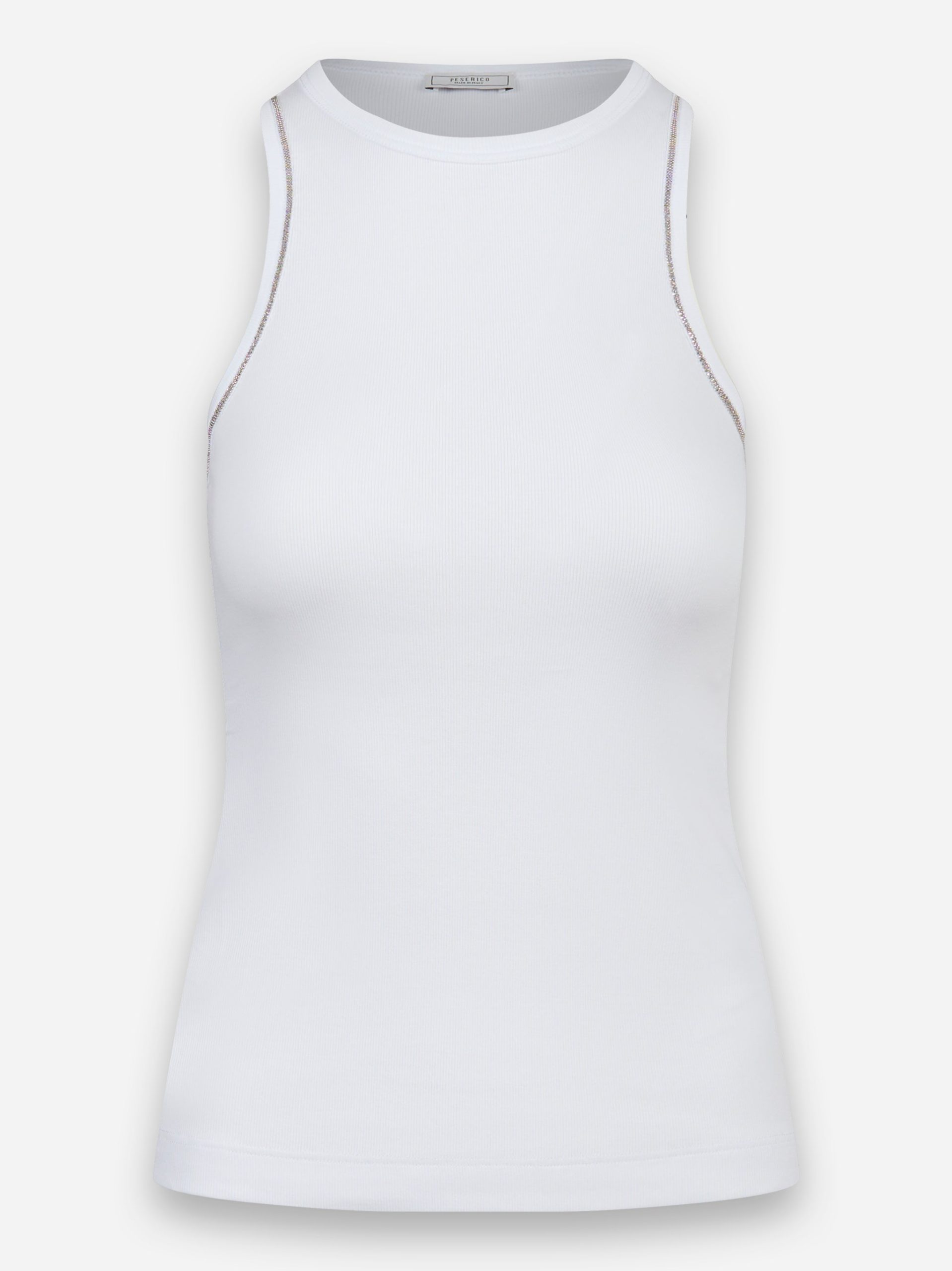 Top in microcostina di jersey stretch Bianco