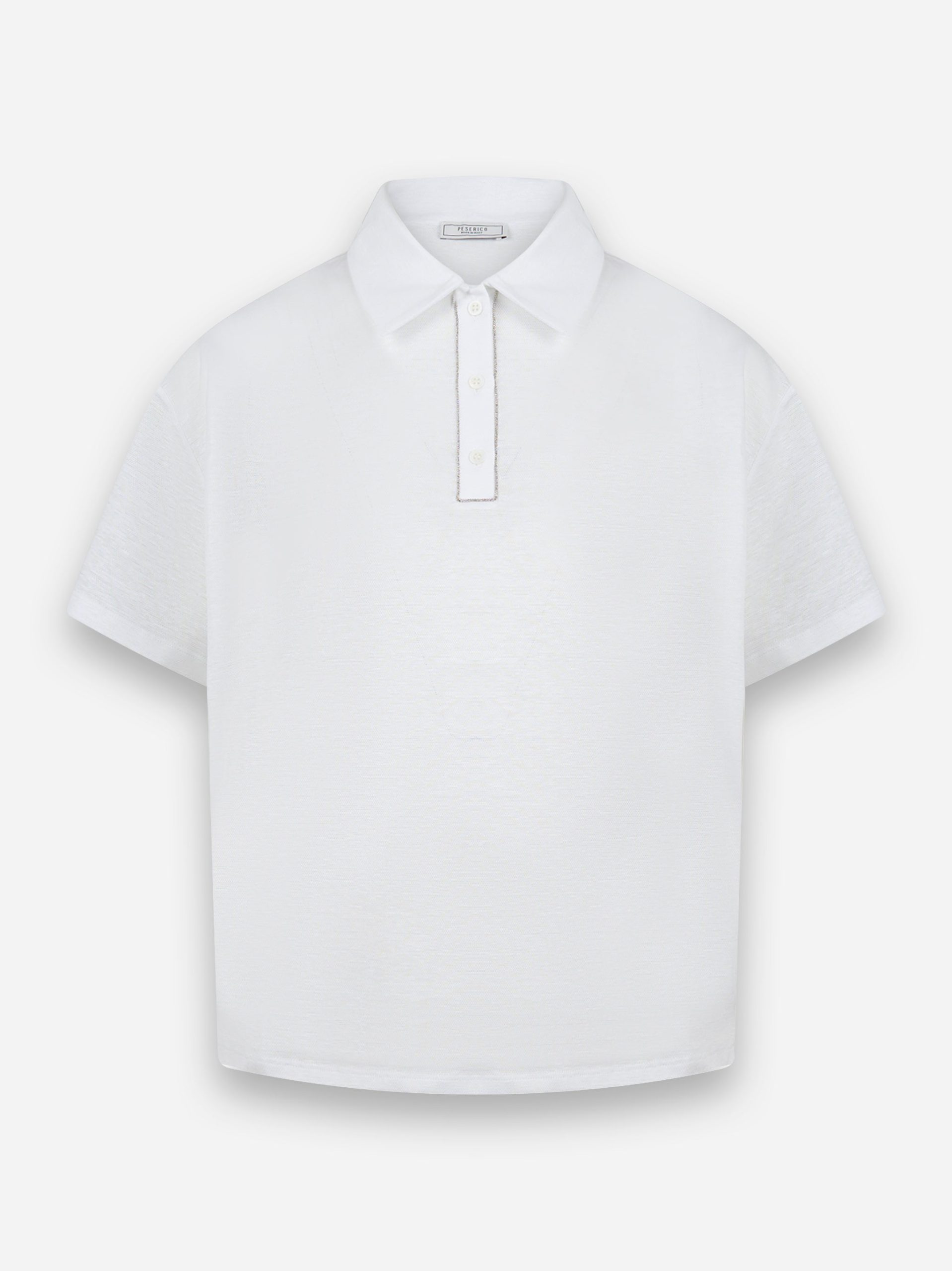 Polo manica corta in jersey di lino Bianco