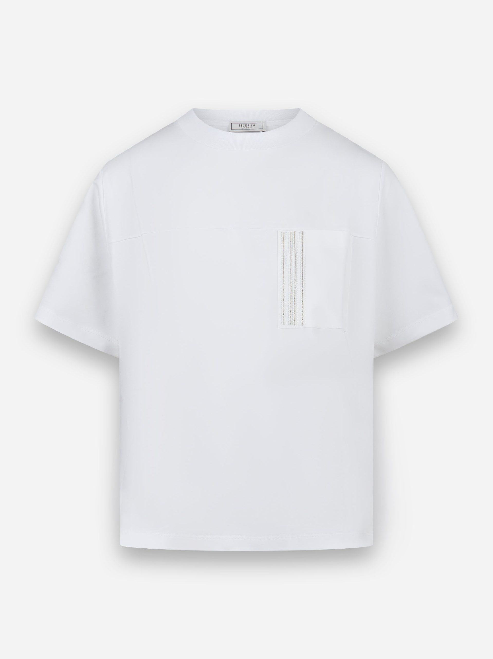 T-shirt in jersey di cotone con struttura bielastica Bianco