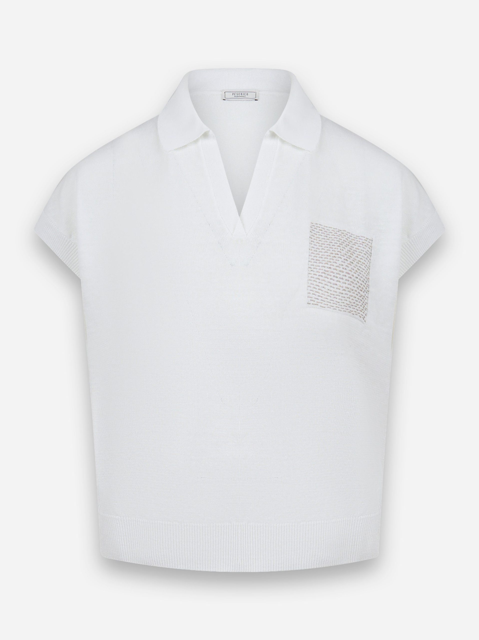 Polo in tricot di lino e cotone Bianco