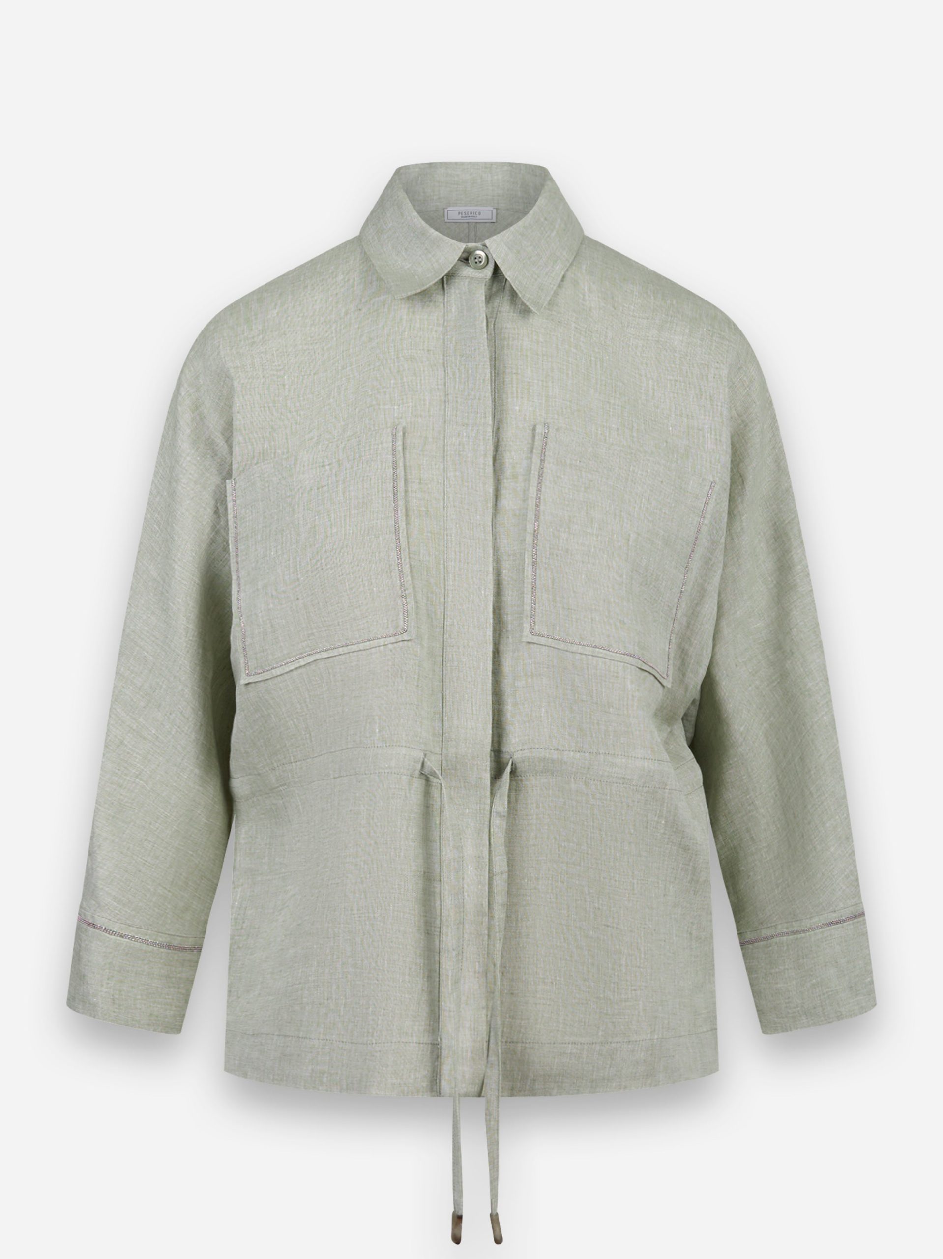 Camicia in tela di lino effetto delavè Verde