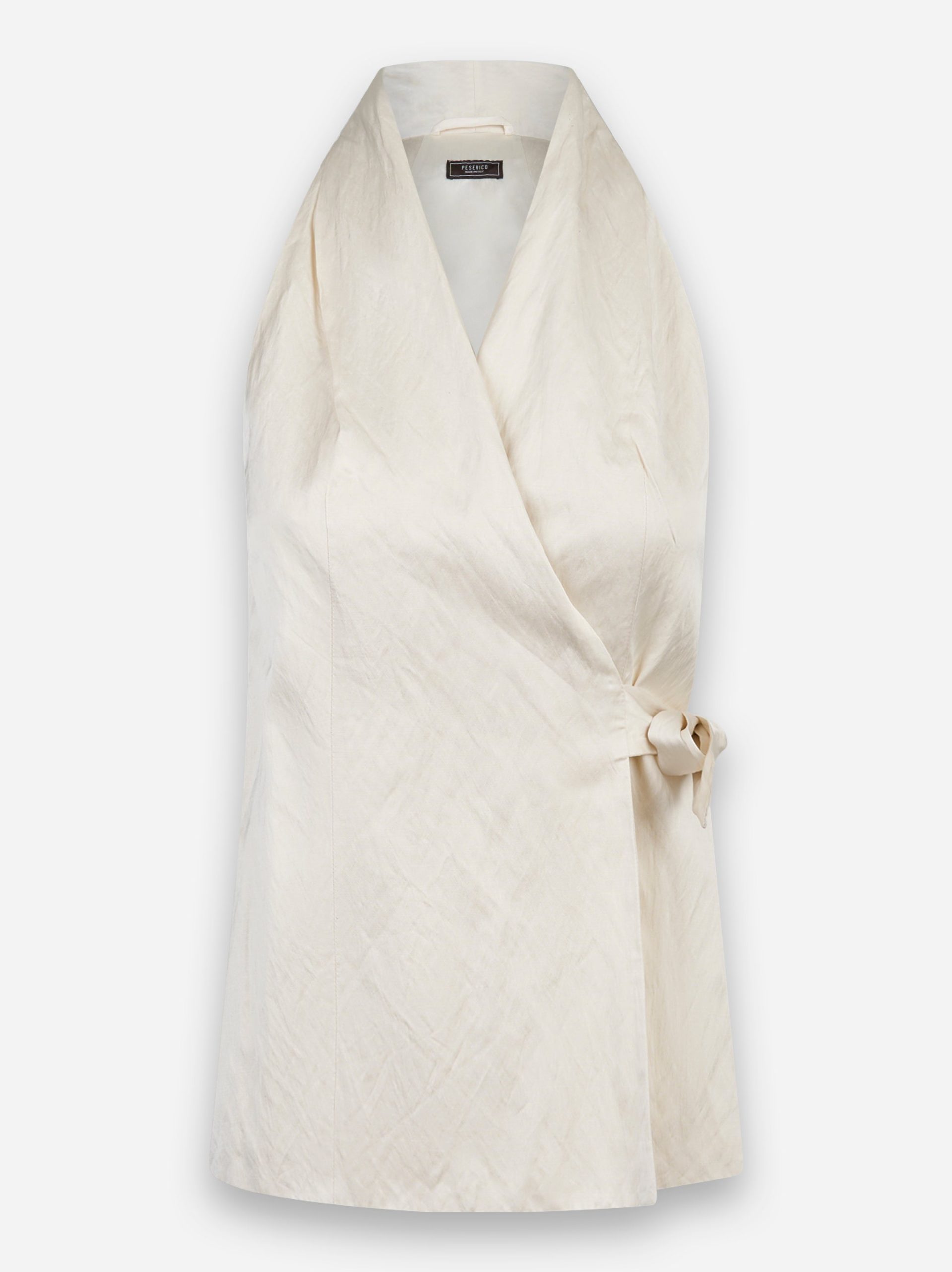 Gilet in raso stropicciato di lino cotone Bianco