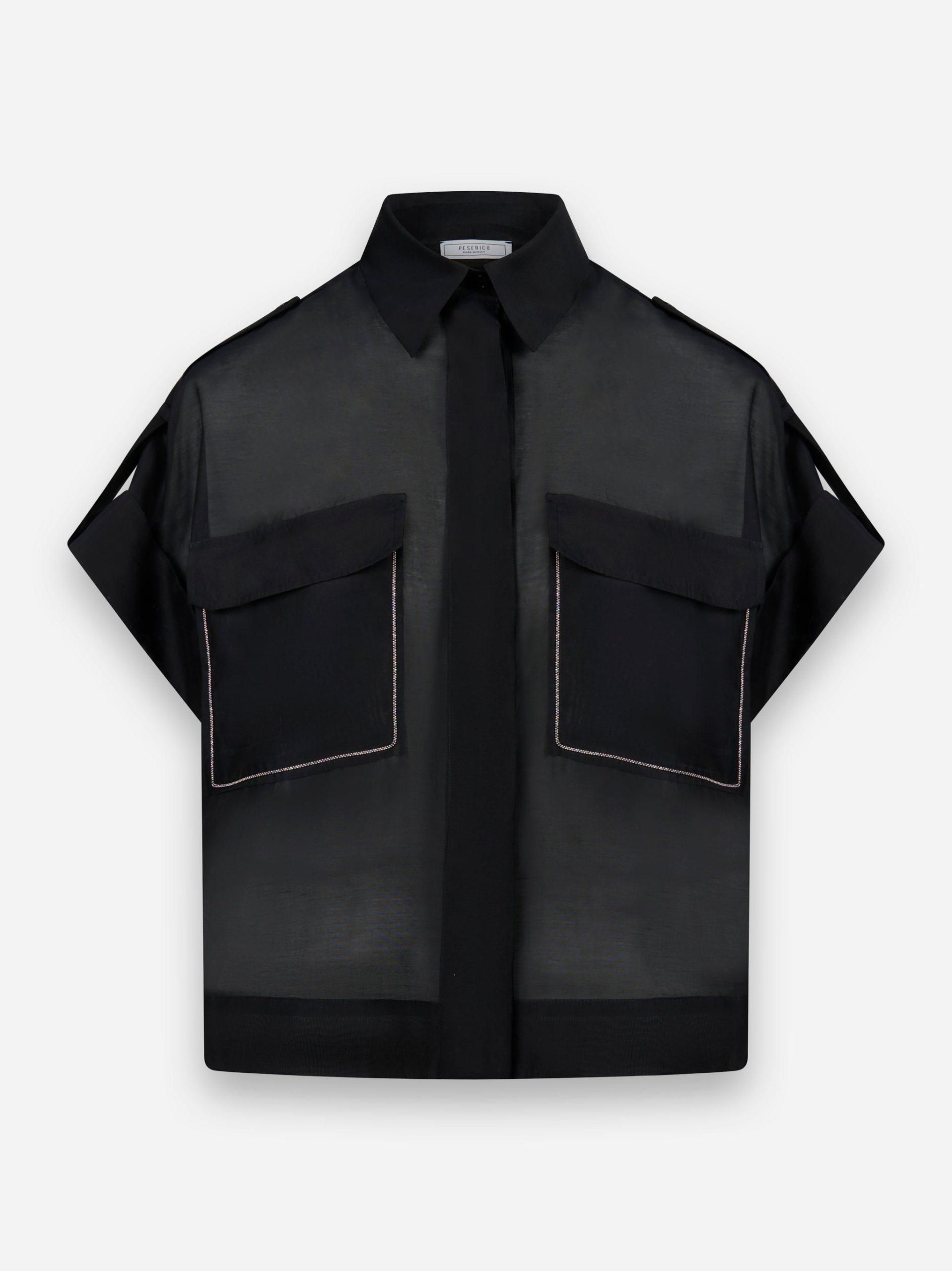 Camicia in organza di cotone e seta Nero