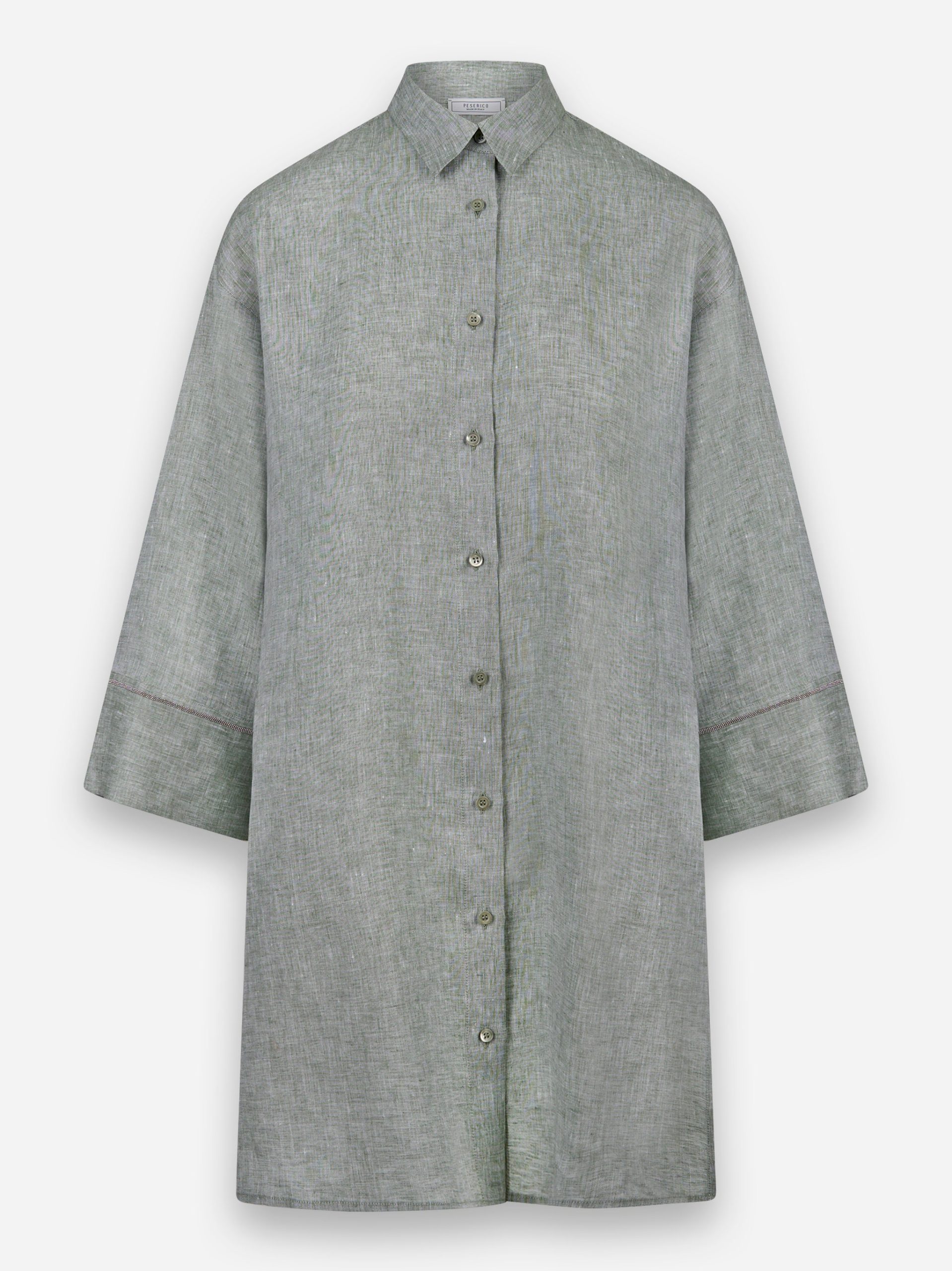 Abito camicia in tela di puro lino Verde