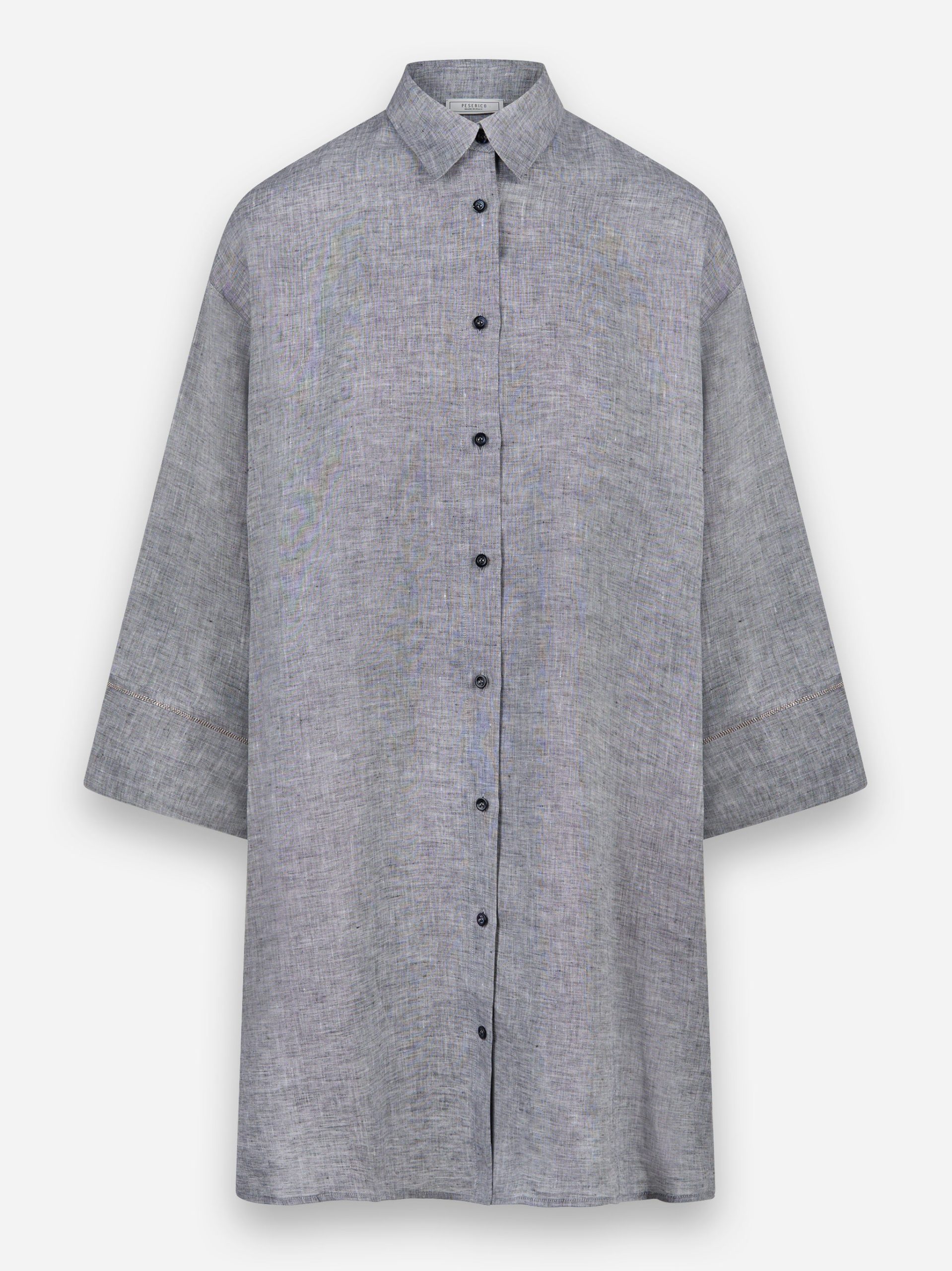 Abito camicia in tela di puro lino Grigio