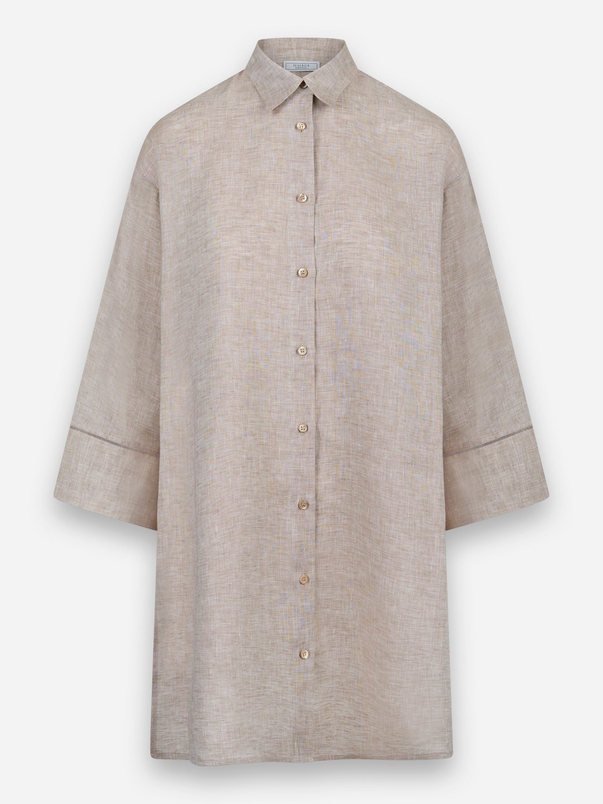 Abito camicia in tela di puro lino Beige
