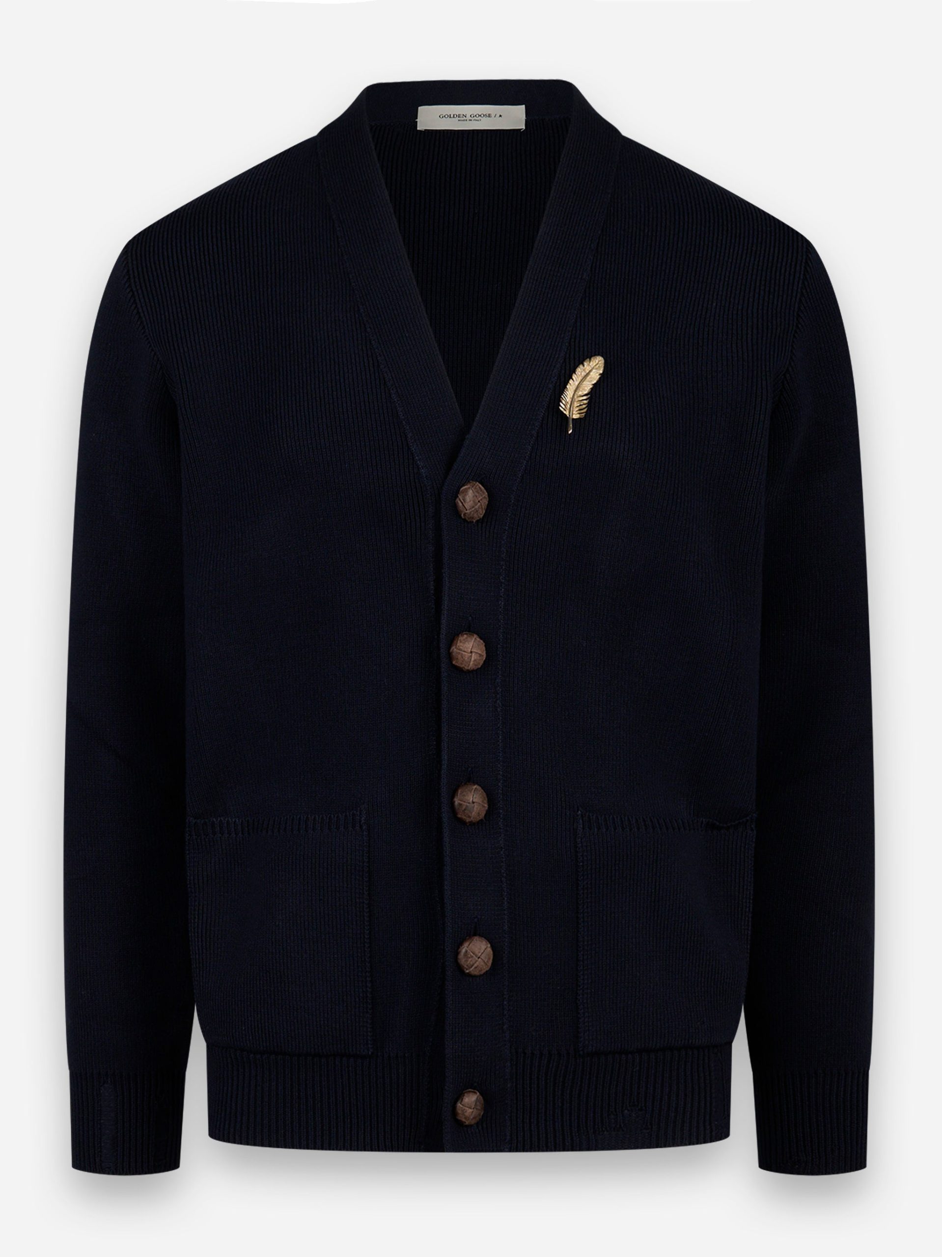 Cardigan
in cotone blu scuro dal trattamento distressed Blu