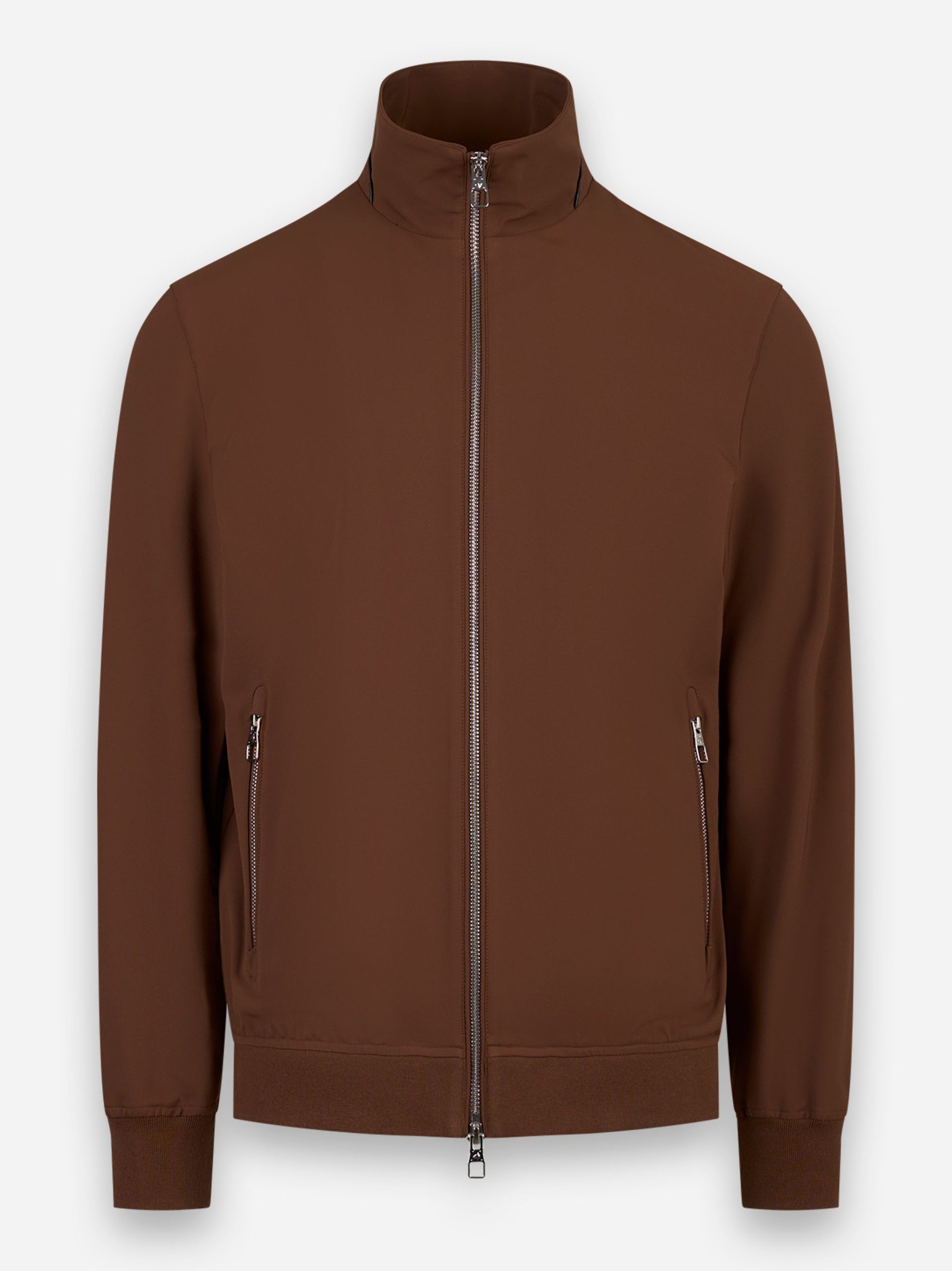 Bomber in nylon stretch Marrone