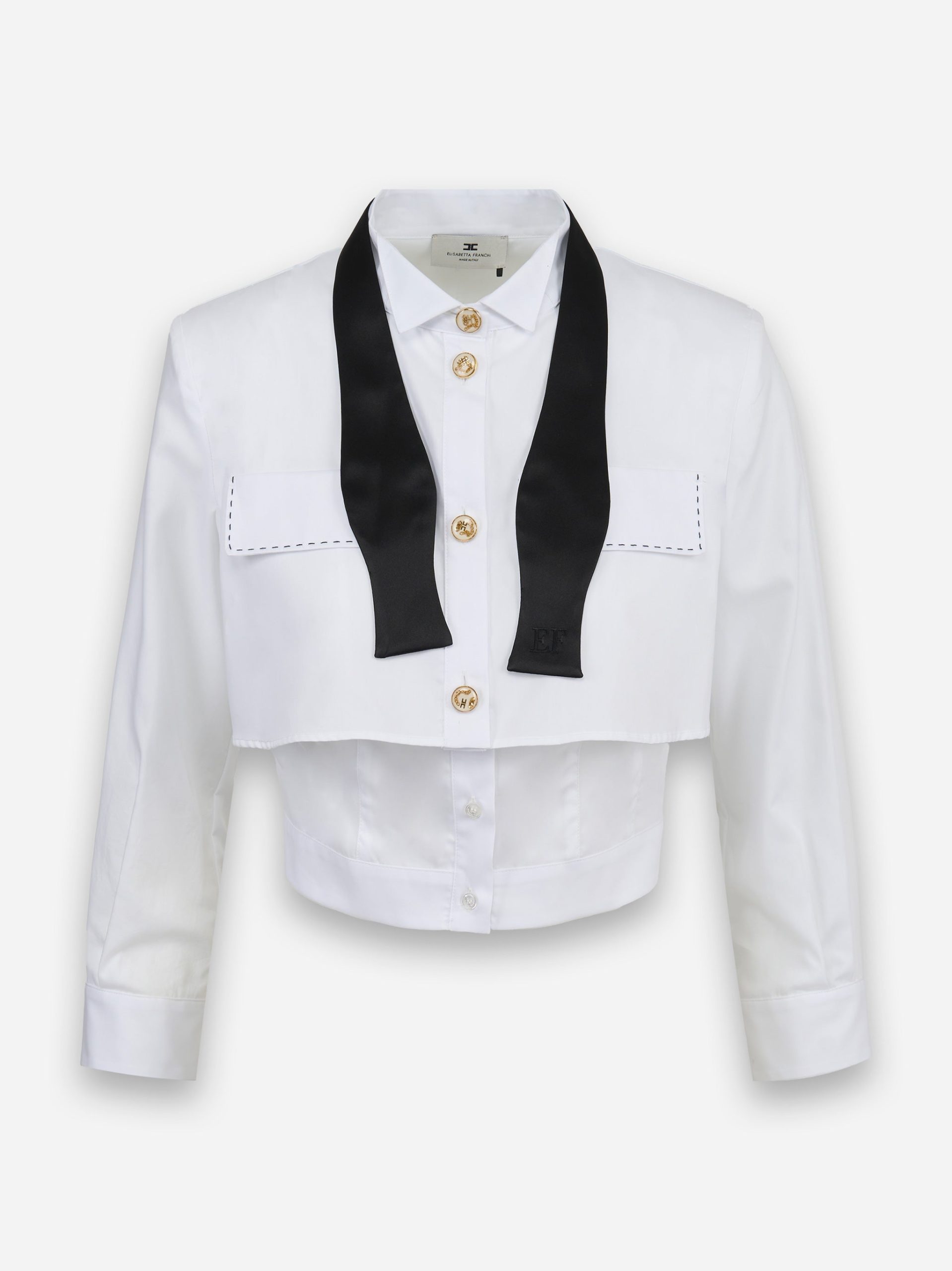 Camicia in popeline con cravattino Bianco