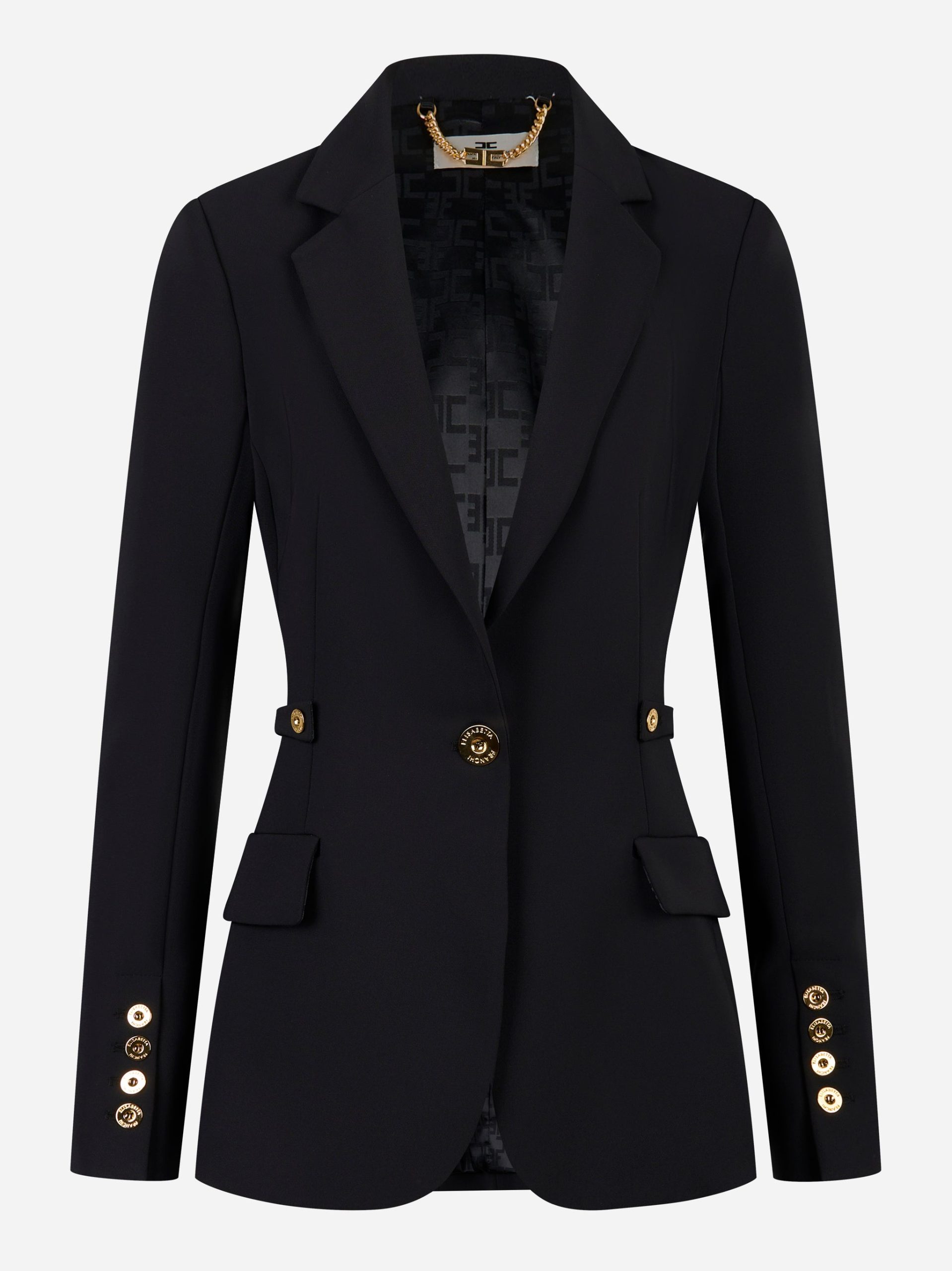 Giacca in crepe leggero con dettagli gioiello Nero