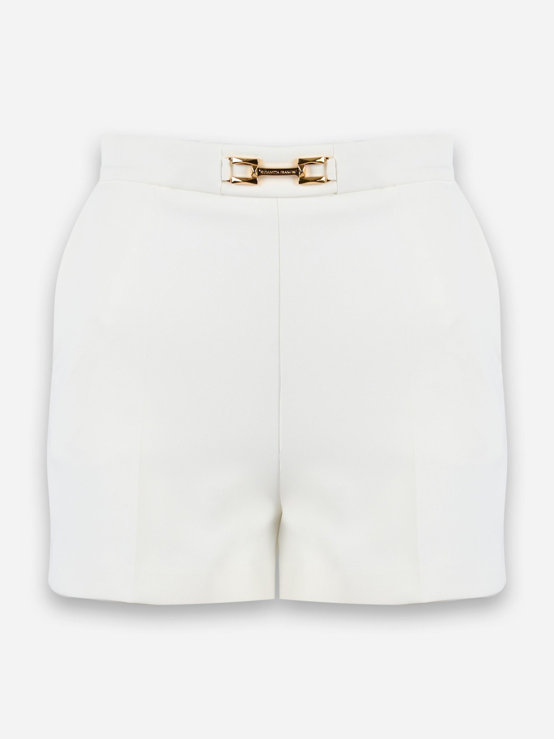 Shorts in crepe con morsetto e patte Bianco