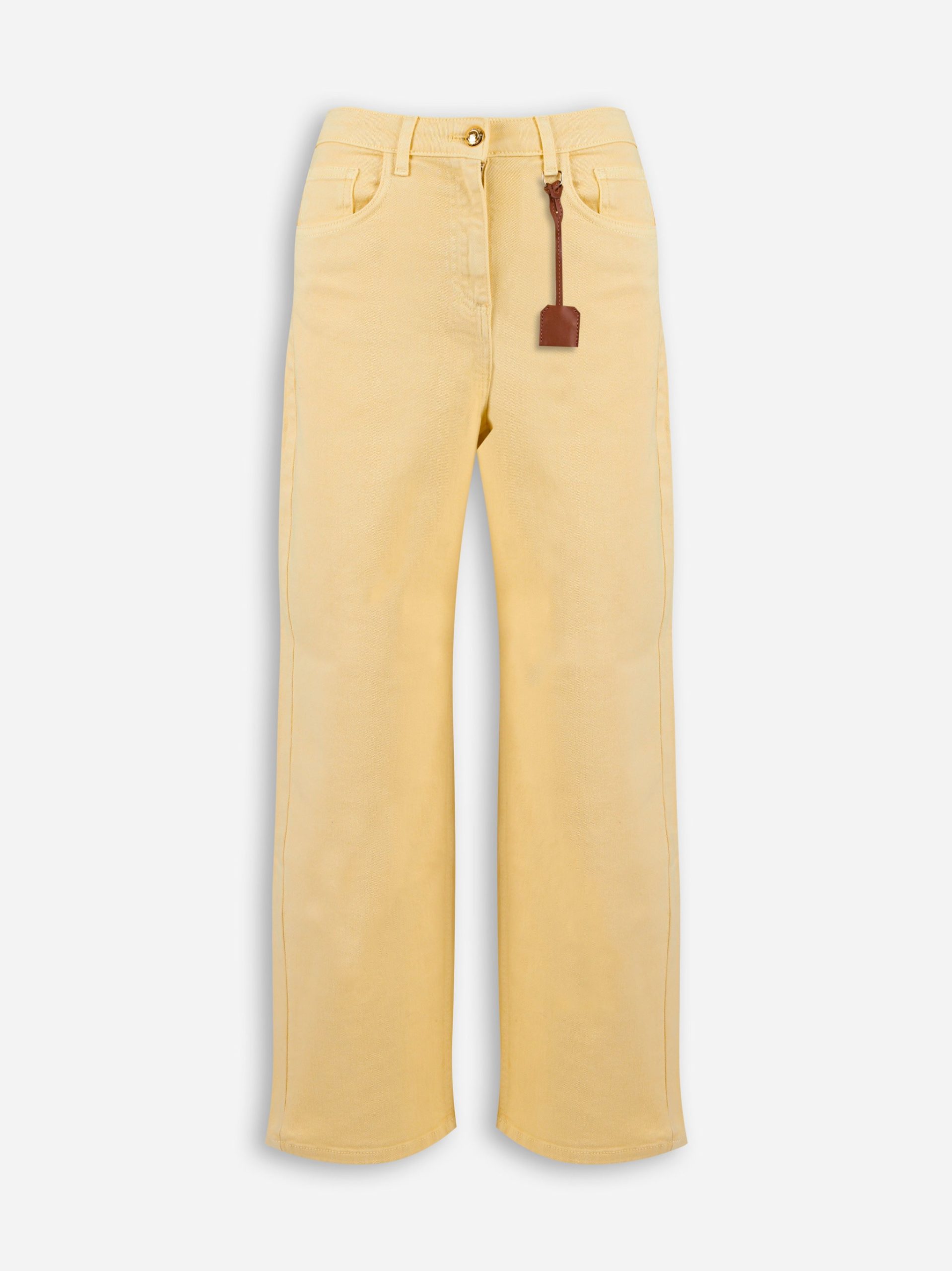 Jeans in cotone tinto con charm logato Giallo