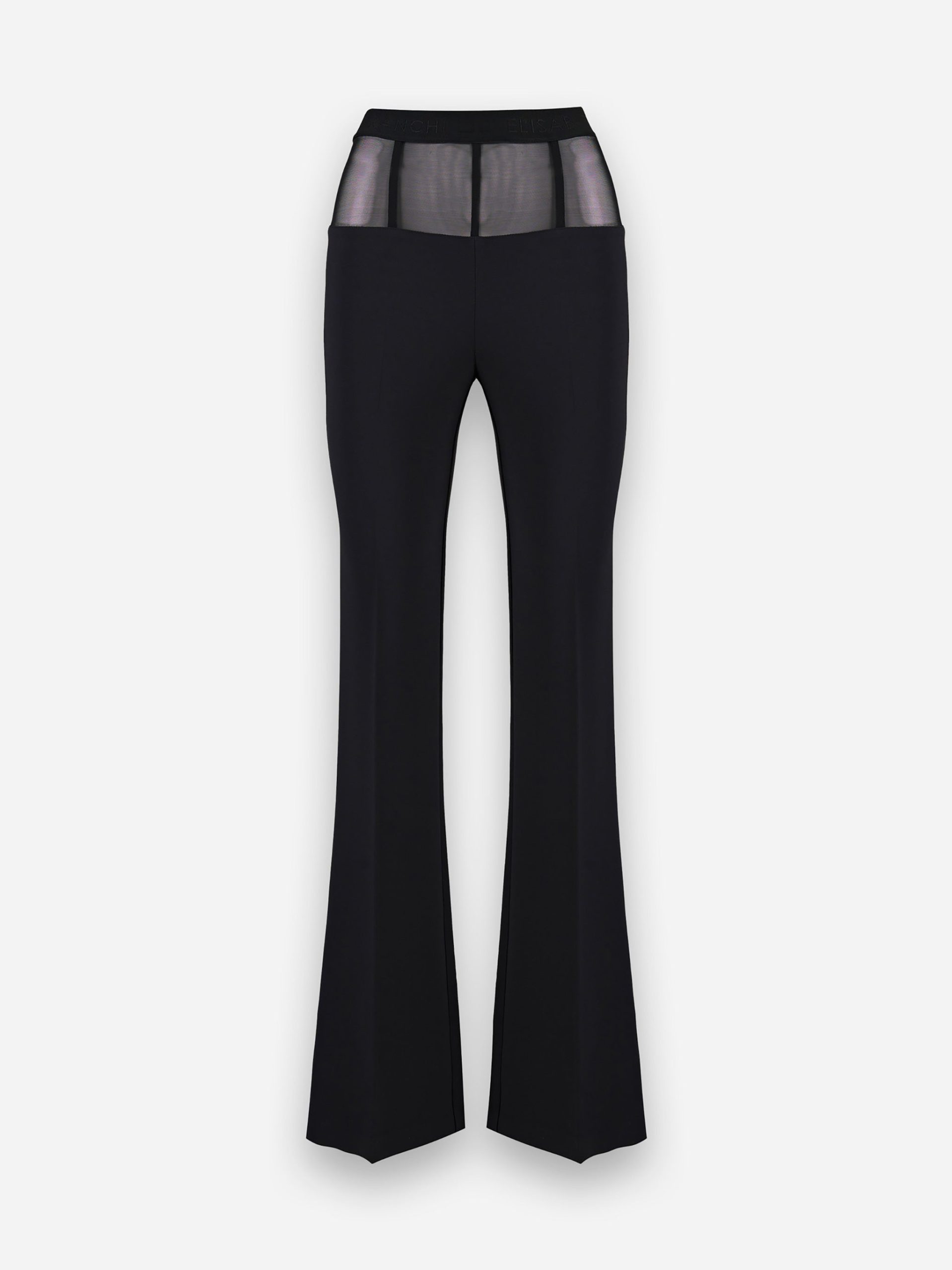 Pantaloni in crepe con baschina in tulle Nero