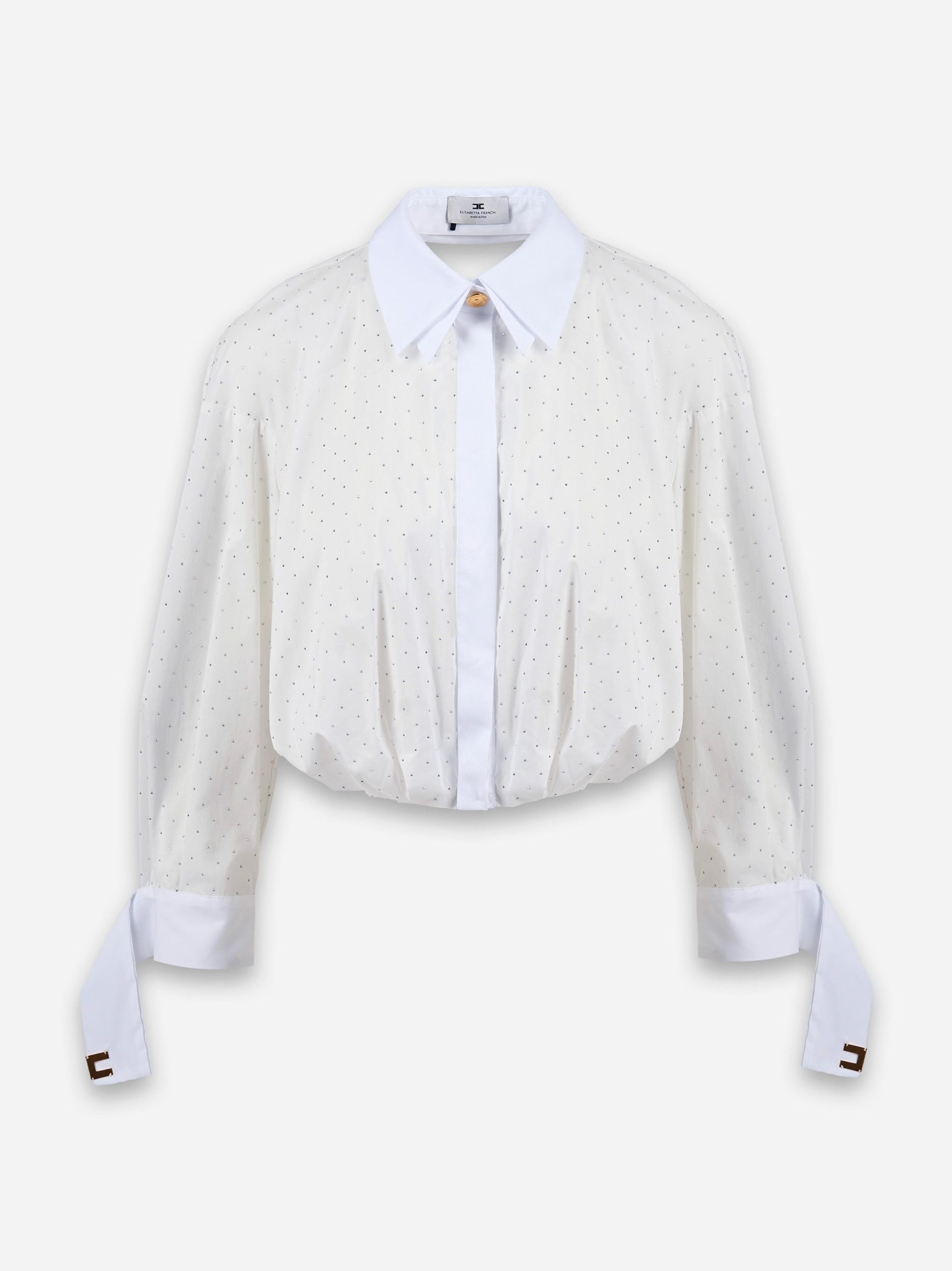 Camicia con strass e nodo Bianco