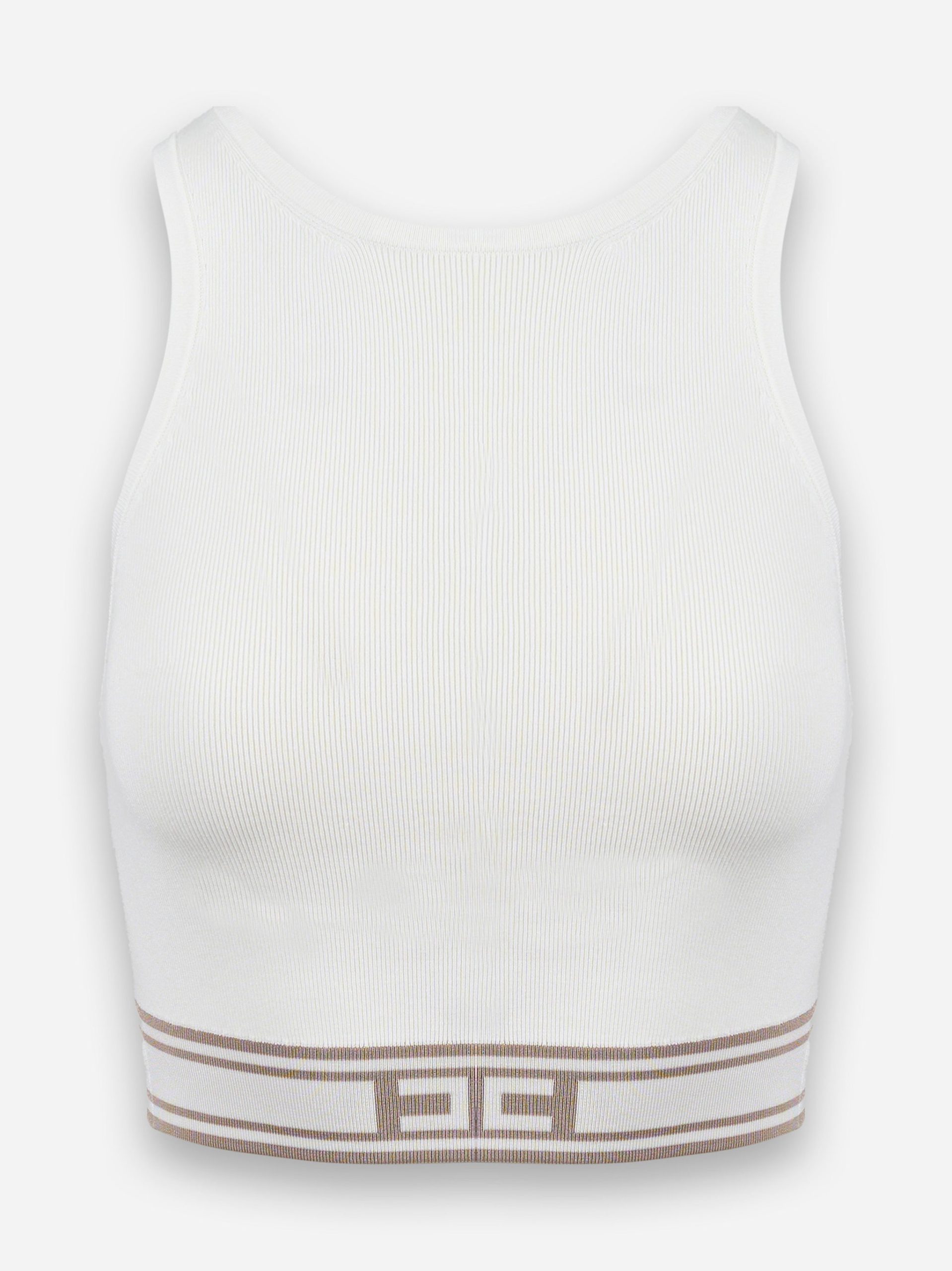 Cropped top in viscosa con bande a contrasto Bianco