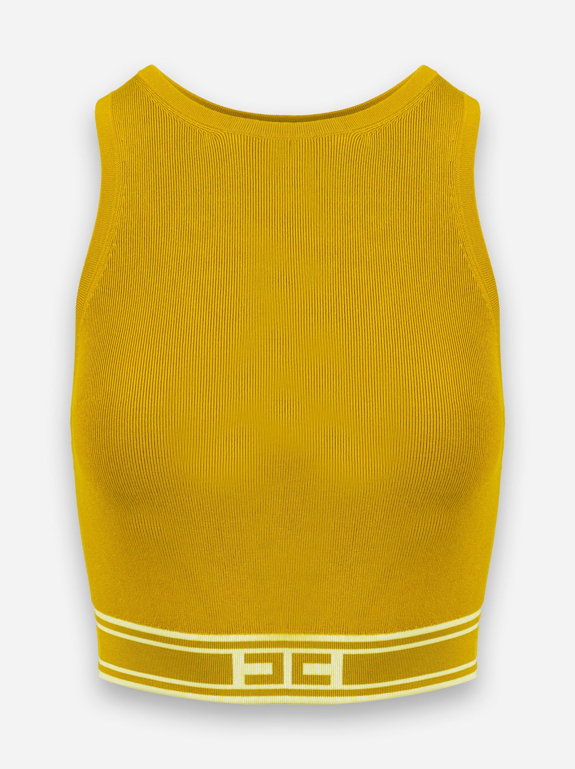 Cropped top in viscosa con bande a contrasto Verde