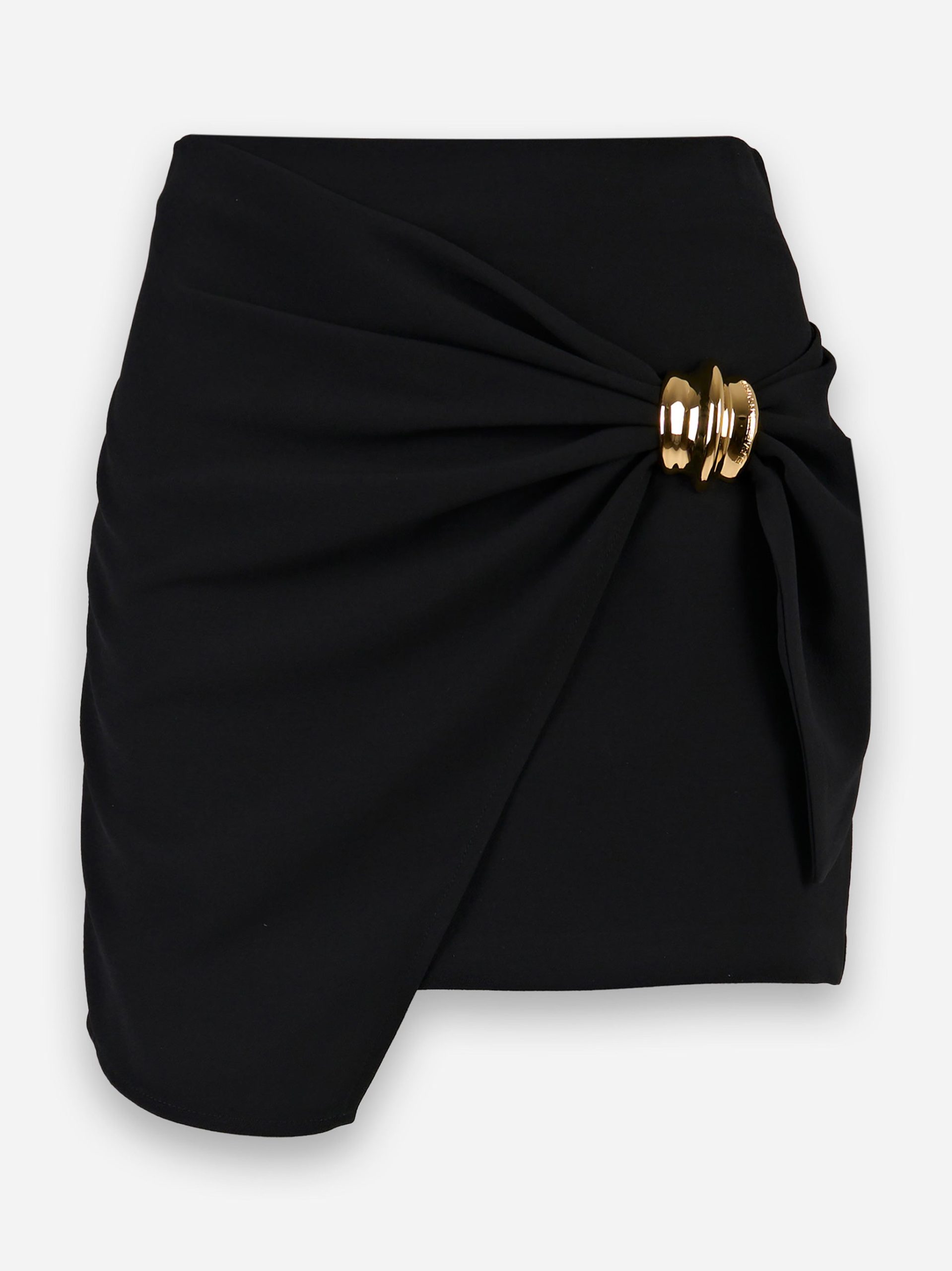 Minigonna in crêpe fluido con macro fiocco Nero