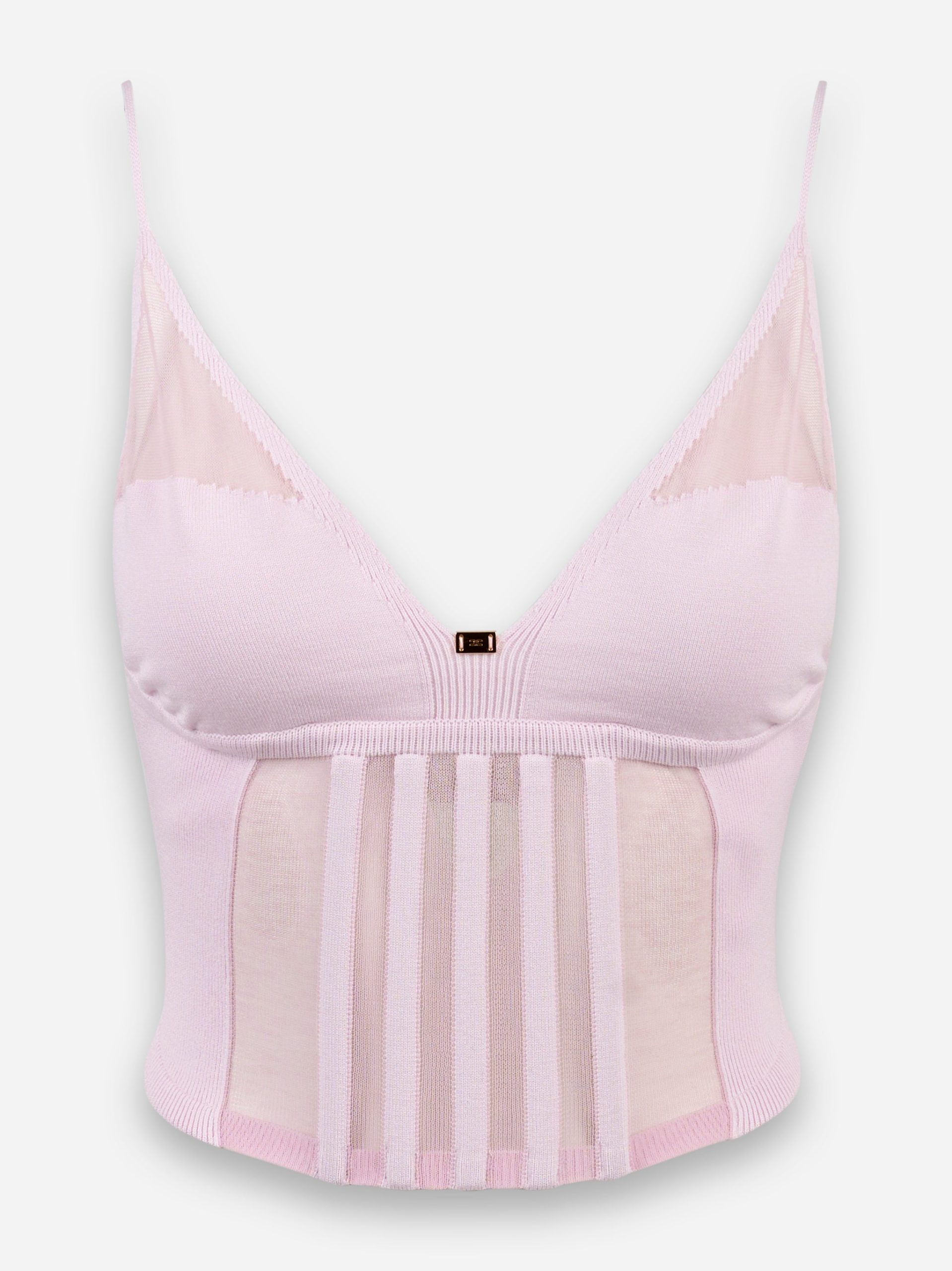 Top con trasparenze e tagli corsetto Rosa