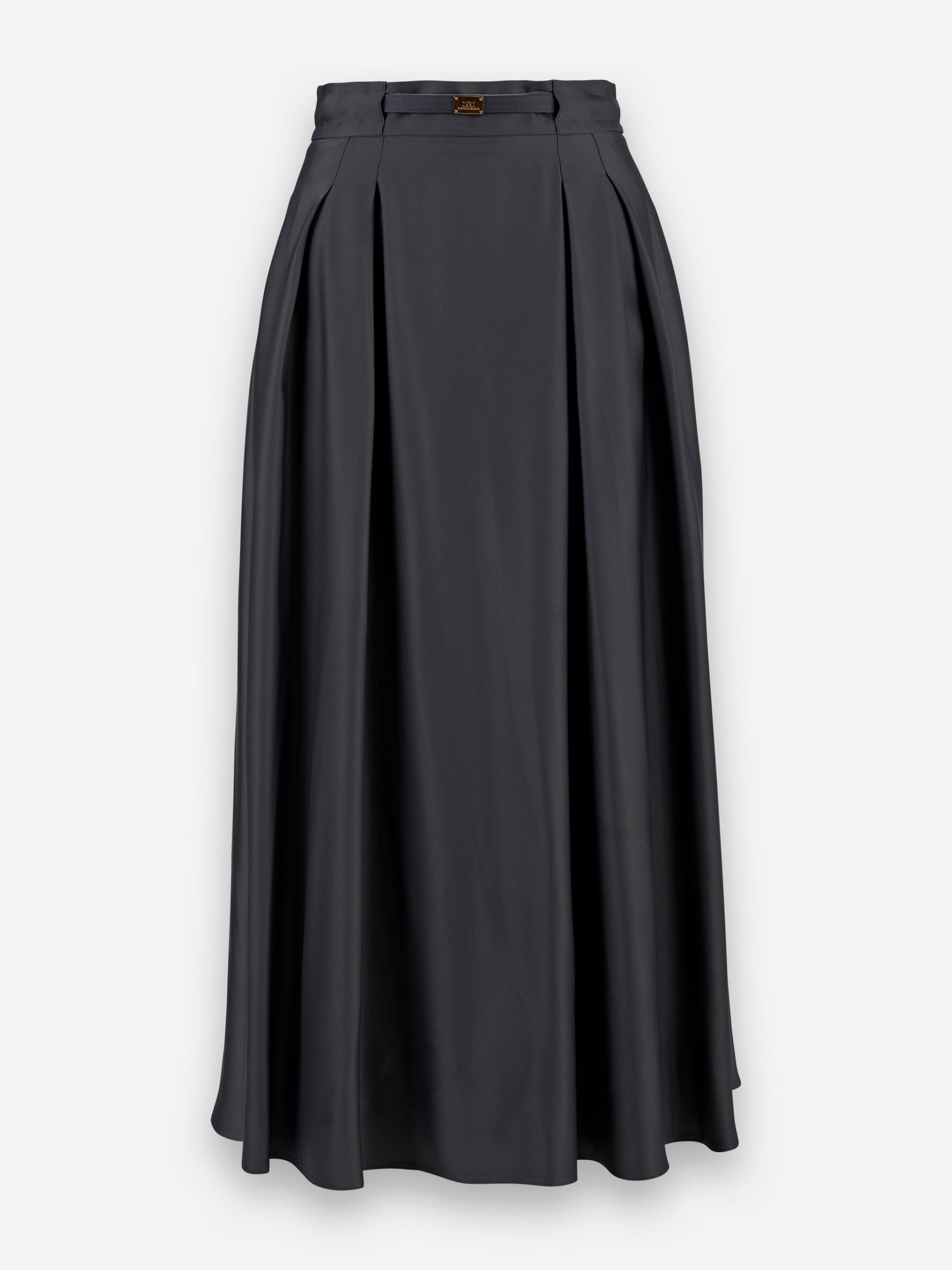 Gonna a ruota in raso con cintura Grigio