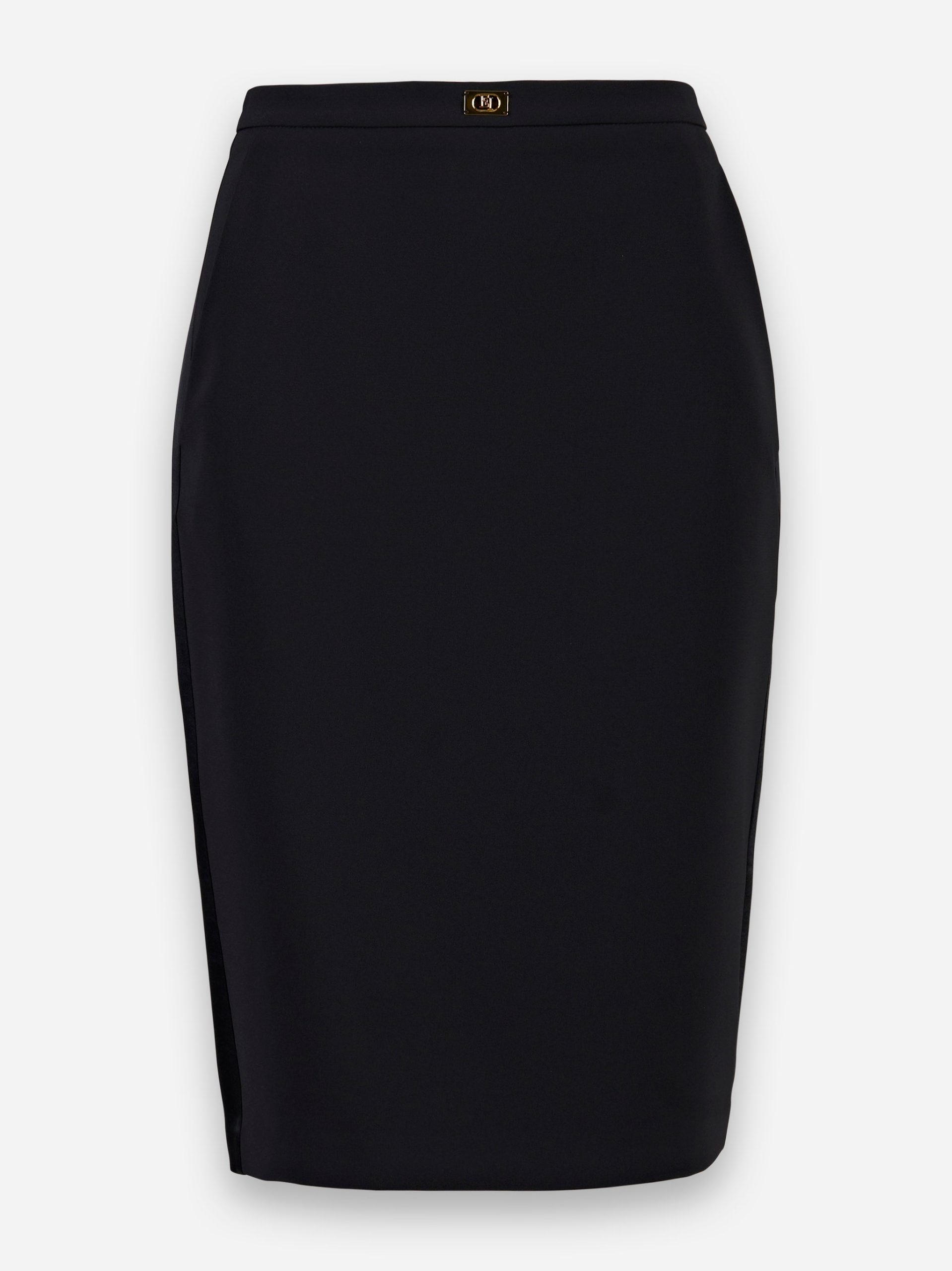 Gonna in crepe con bande in raso Nero