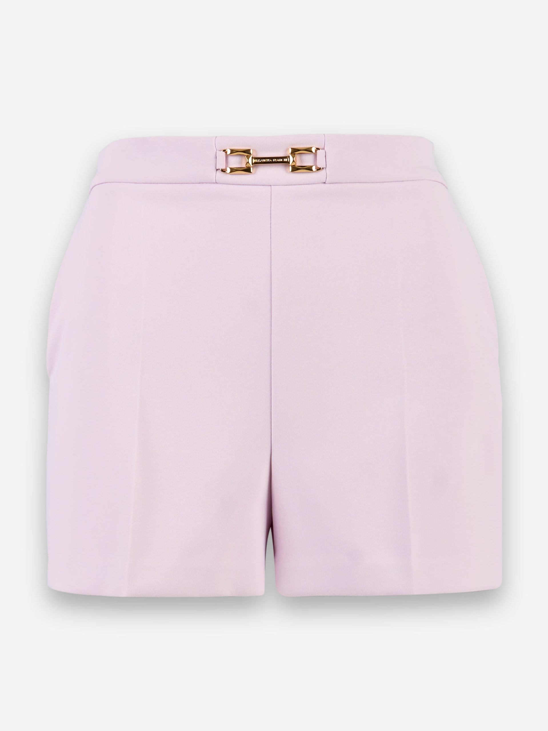 Shorts in crepe con morsetto e patte Rosa