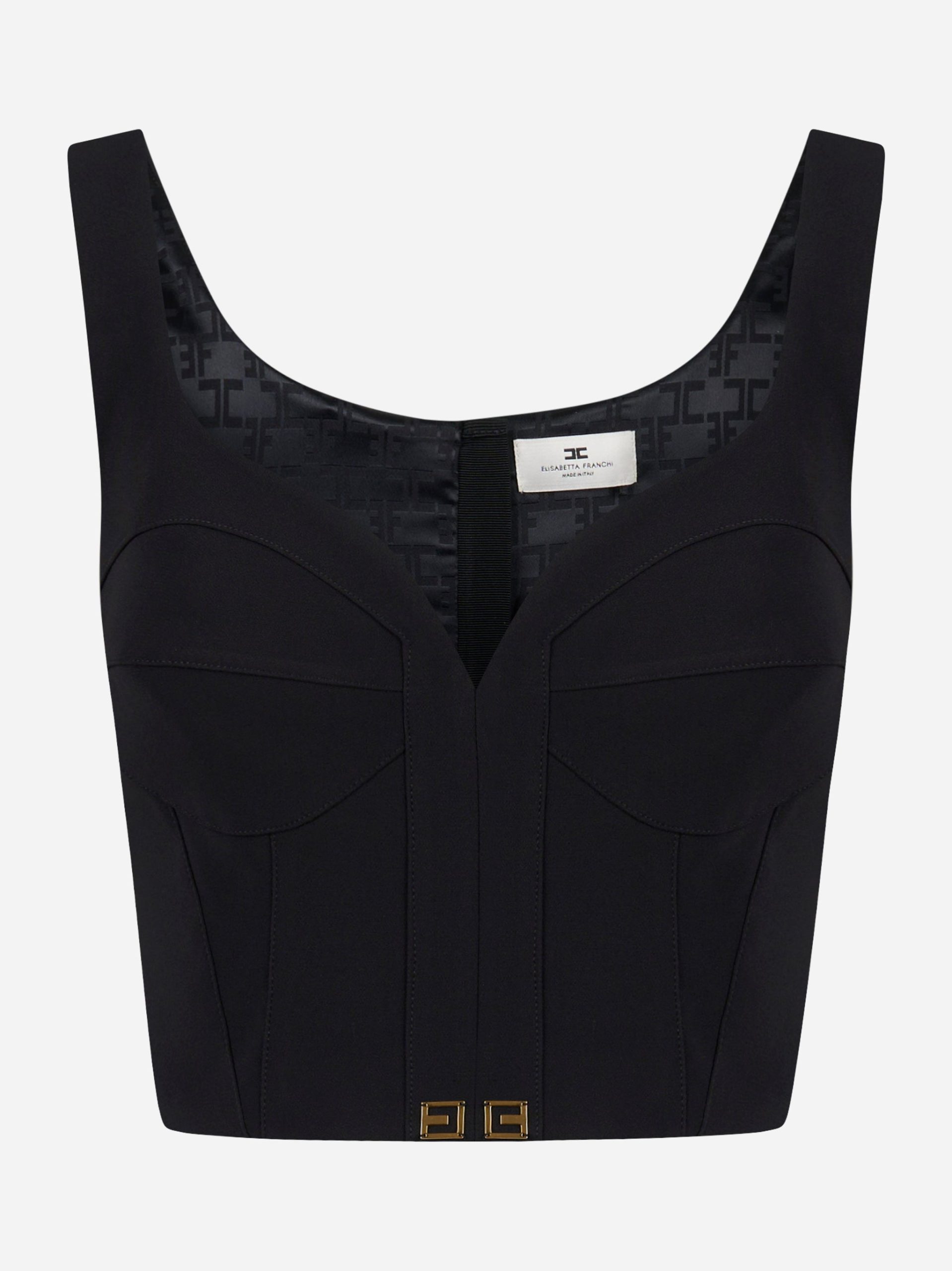 Top in crepe leggero con dettagli logo Nero