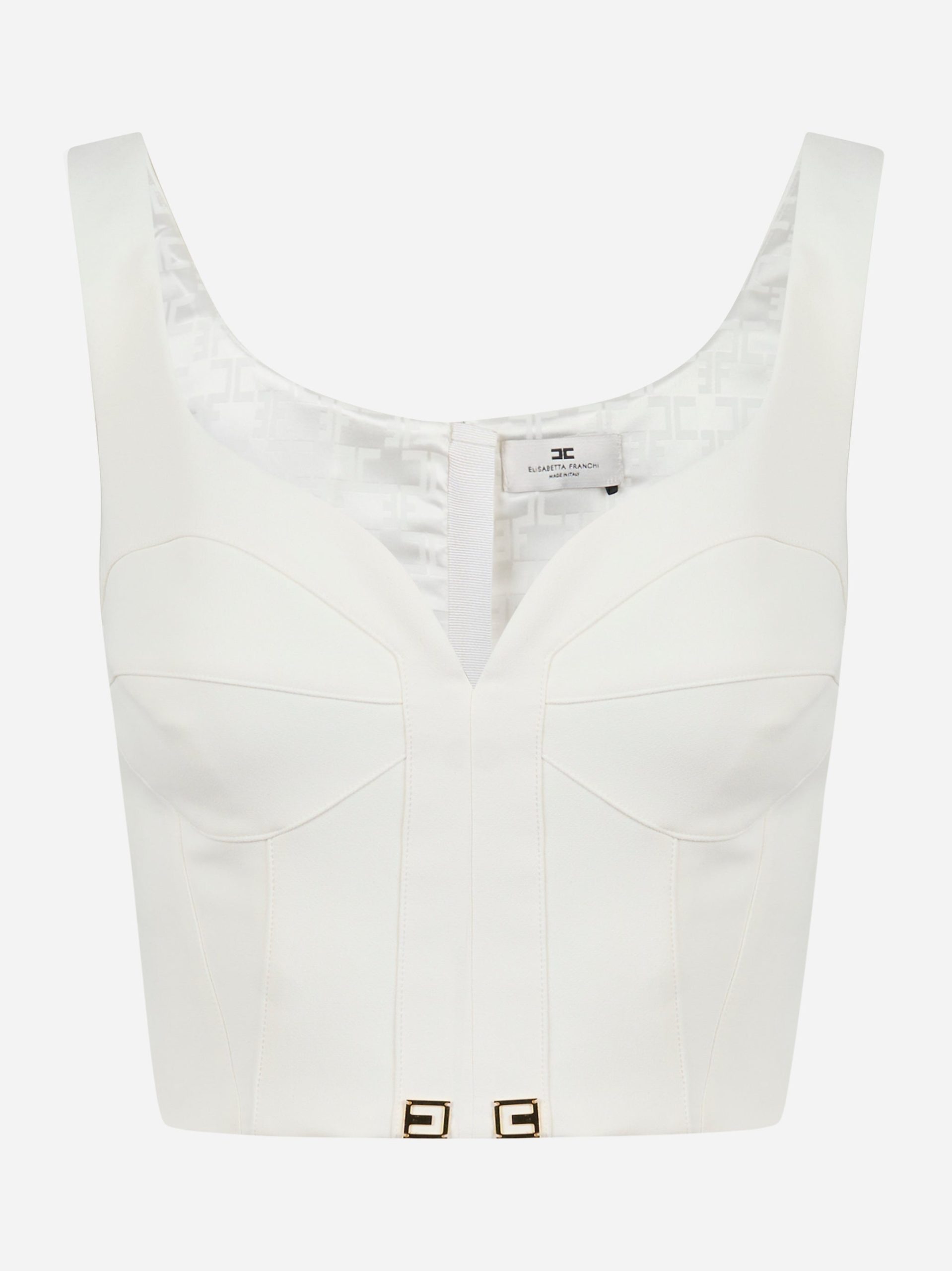 Top in crepe leggero con dettagli logo Bianco