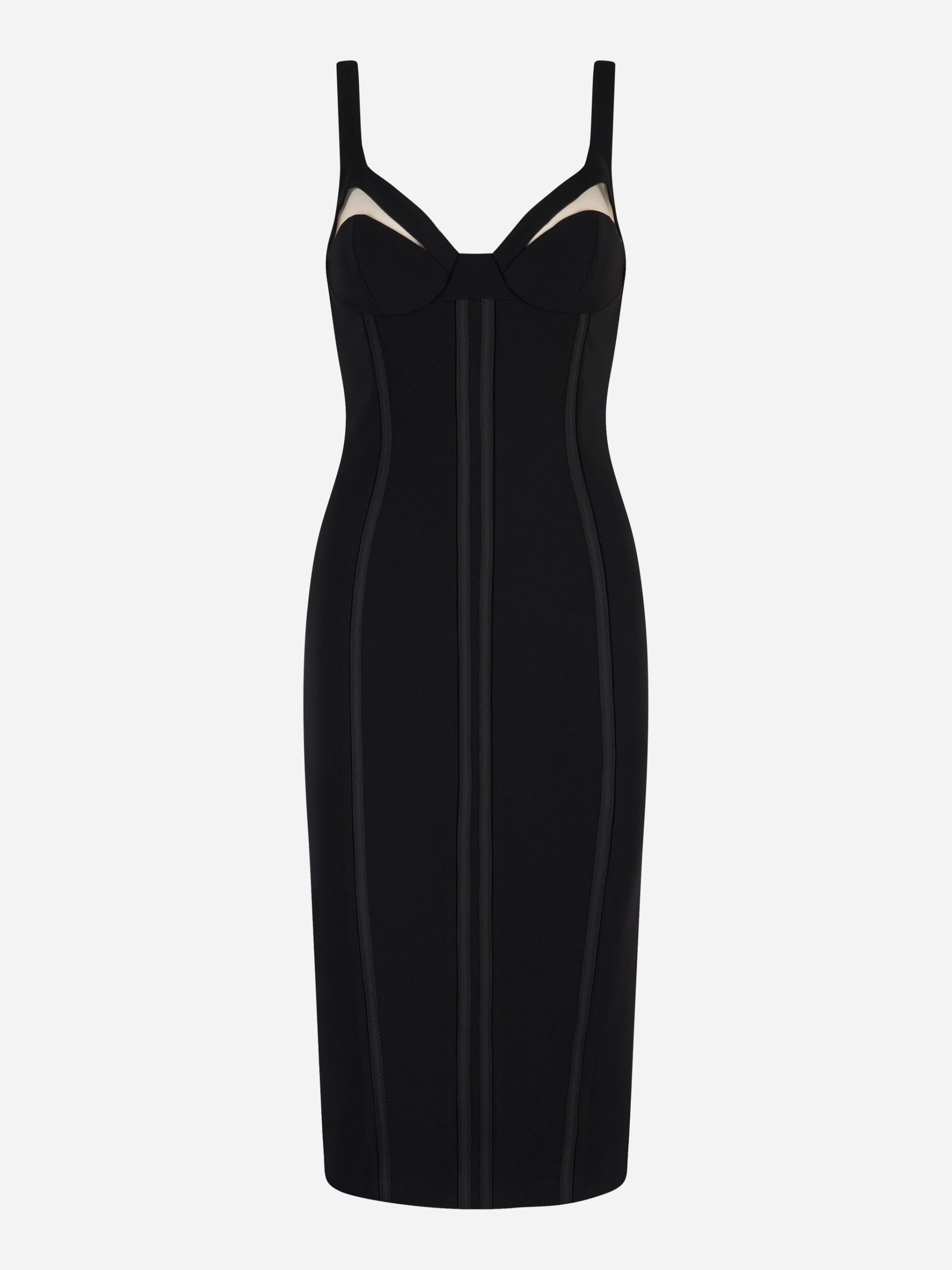 Abito in crepe leggero con tulle Nero