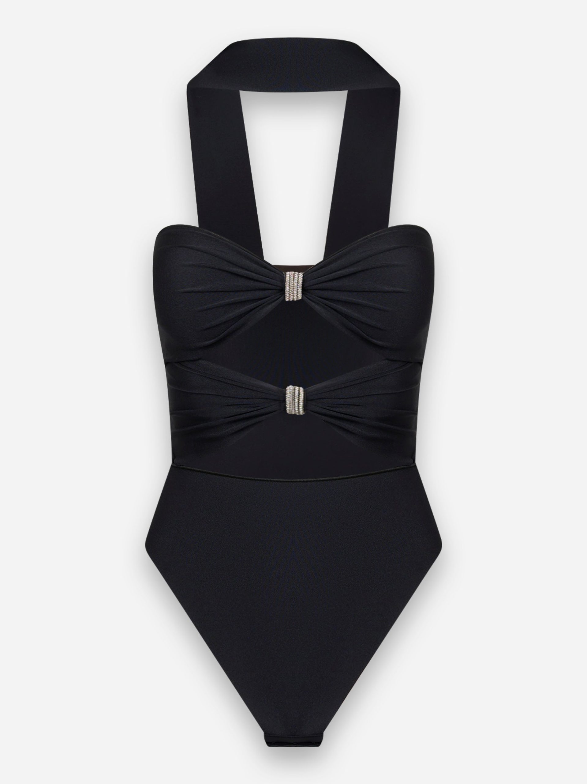 Body in jersey con dettaglio gioiello Nero