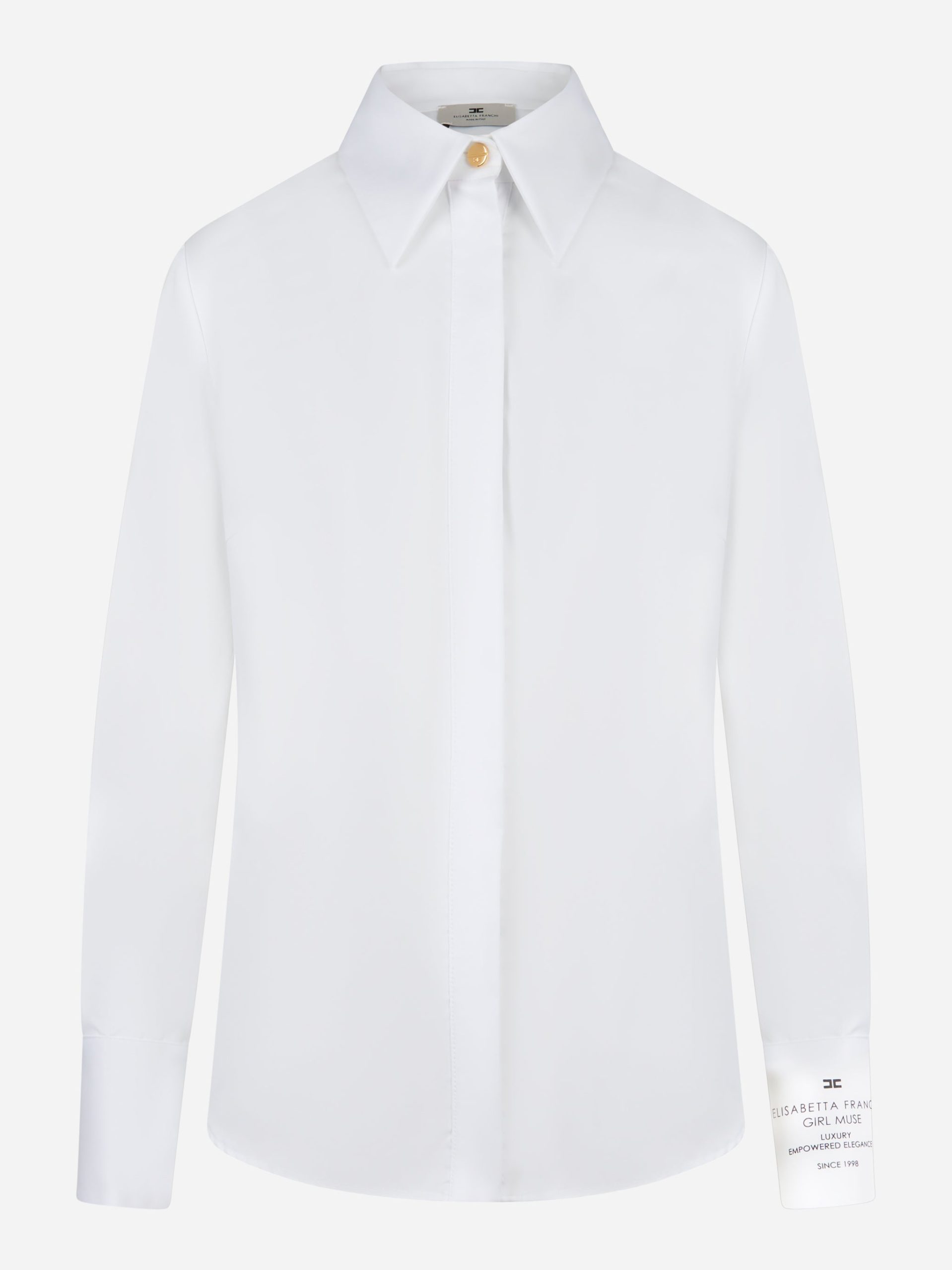 Camicia in popeline di cotone con logo Bianco